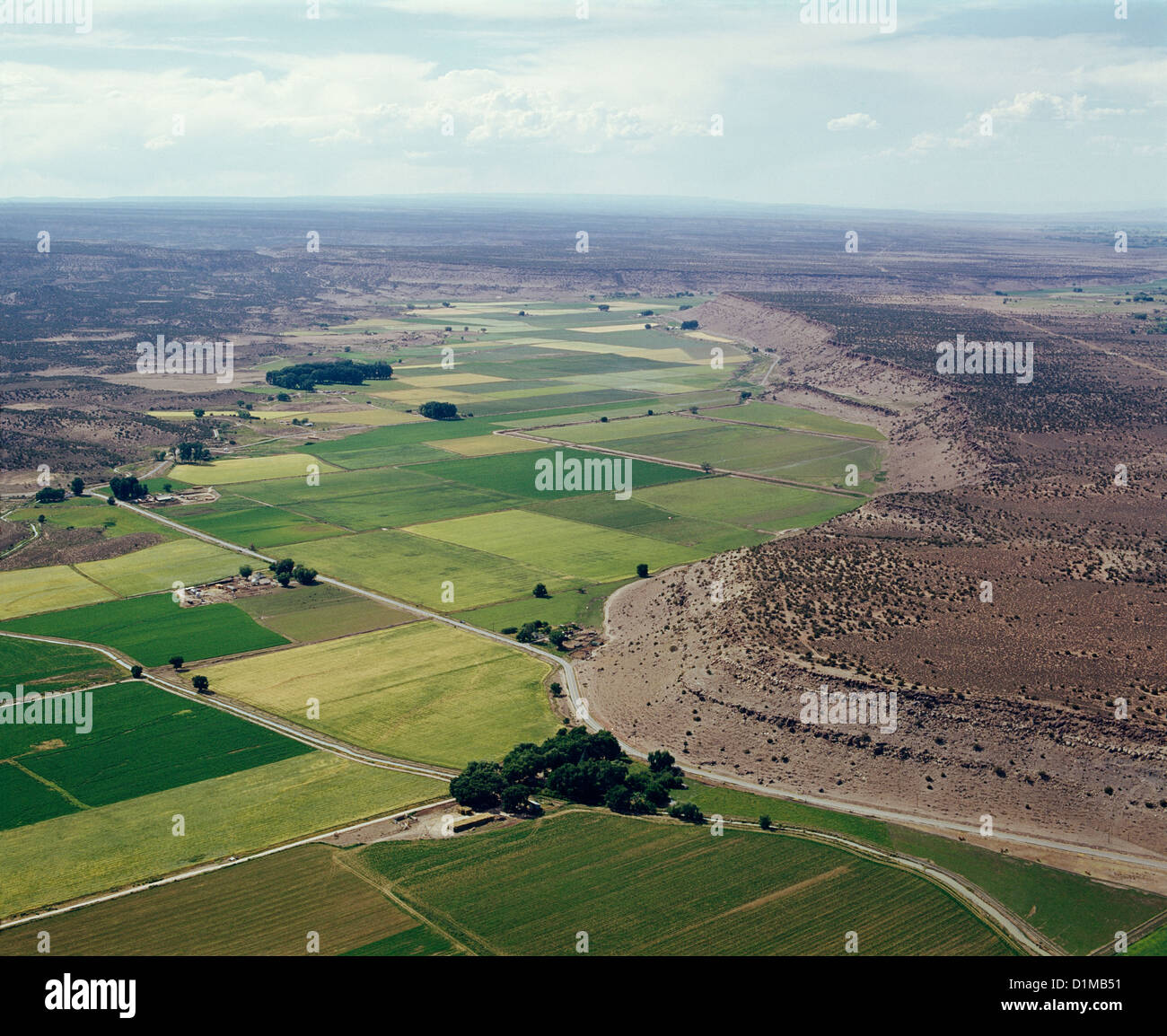 Trockenes LAND MIT bewässerten Flächen Stockfoto