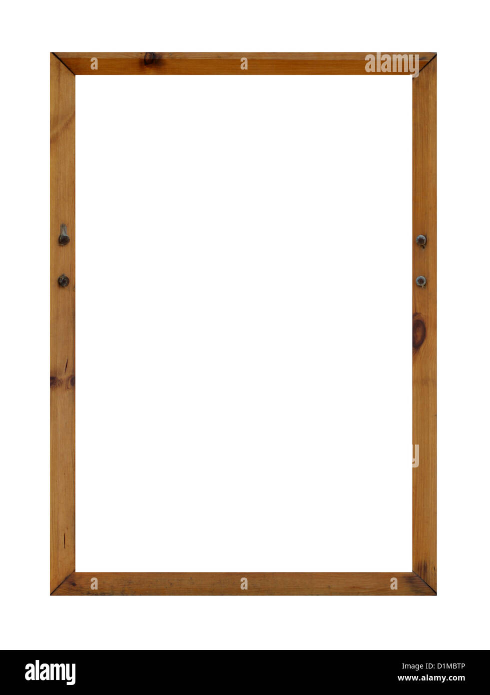 Leere Holzrahmen mit textfreiraum isoliert auf weißem Hintergrund. Stockfoto