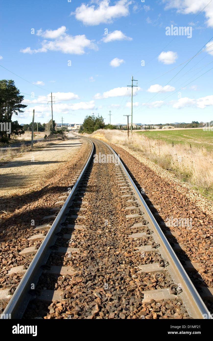 Einem einzigen Gleis auf eine Nebenbahn Stockfoto