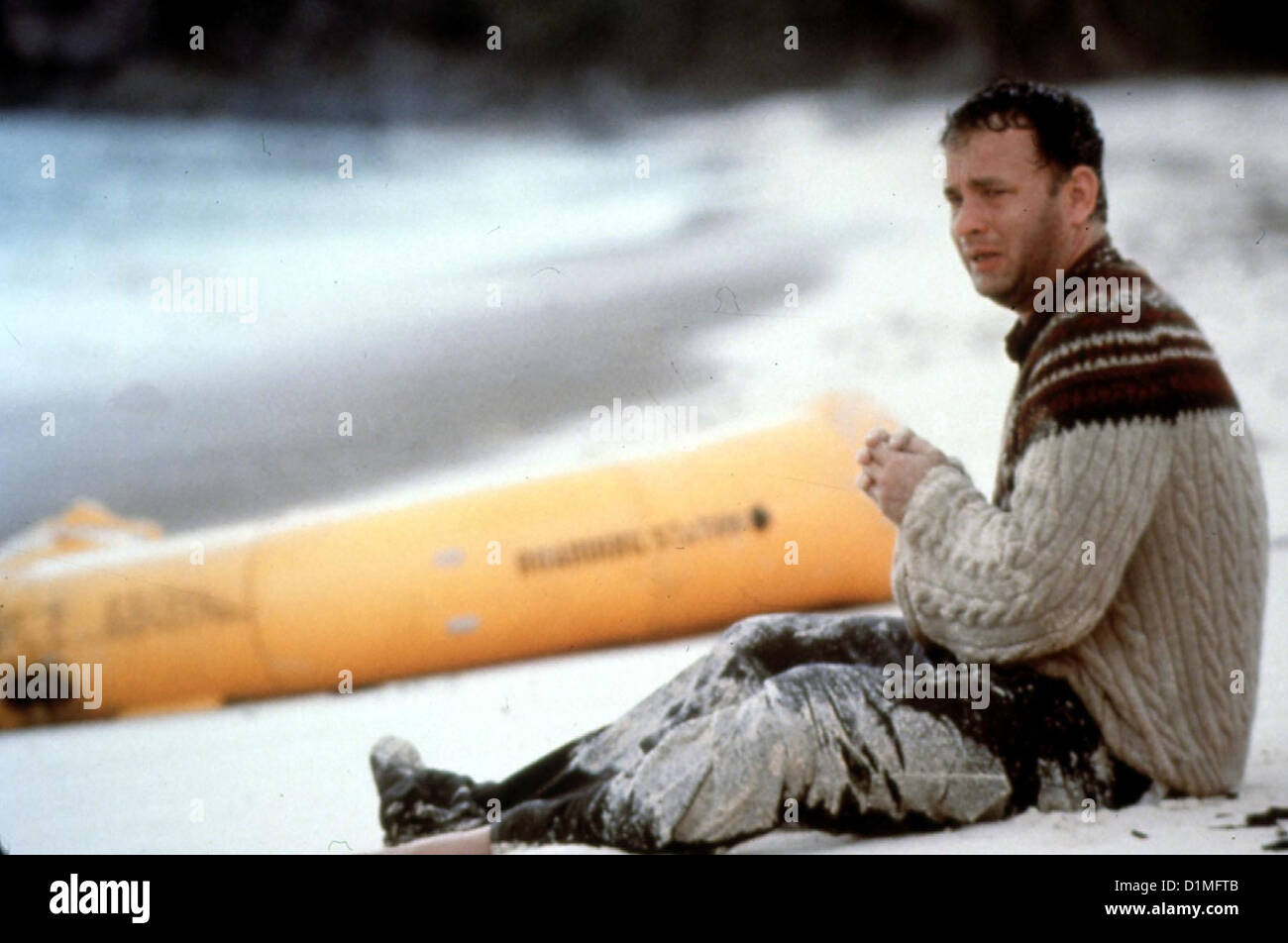 Verschollen Cast Away Tom Hanks Kurierdienst-Manager Chuck Noland (Tom Hanks) blieb Nach Einem Flugzeugabsturz Auf einer Stockfoto