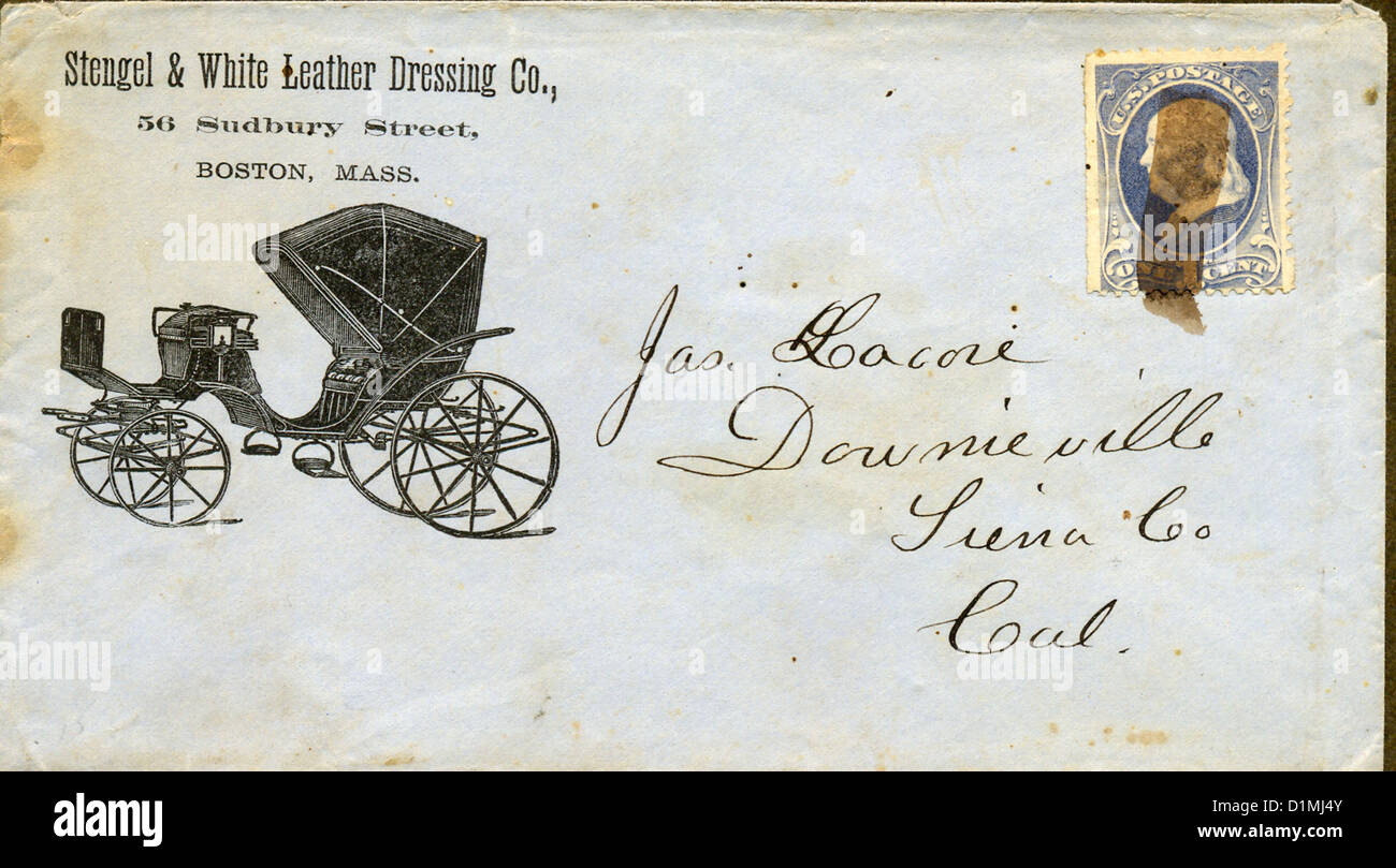 Amerikanische Werbung Kuvert für Stengel & Weiß Leder Dressing Co postalisch verwendet. Stockfoto