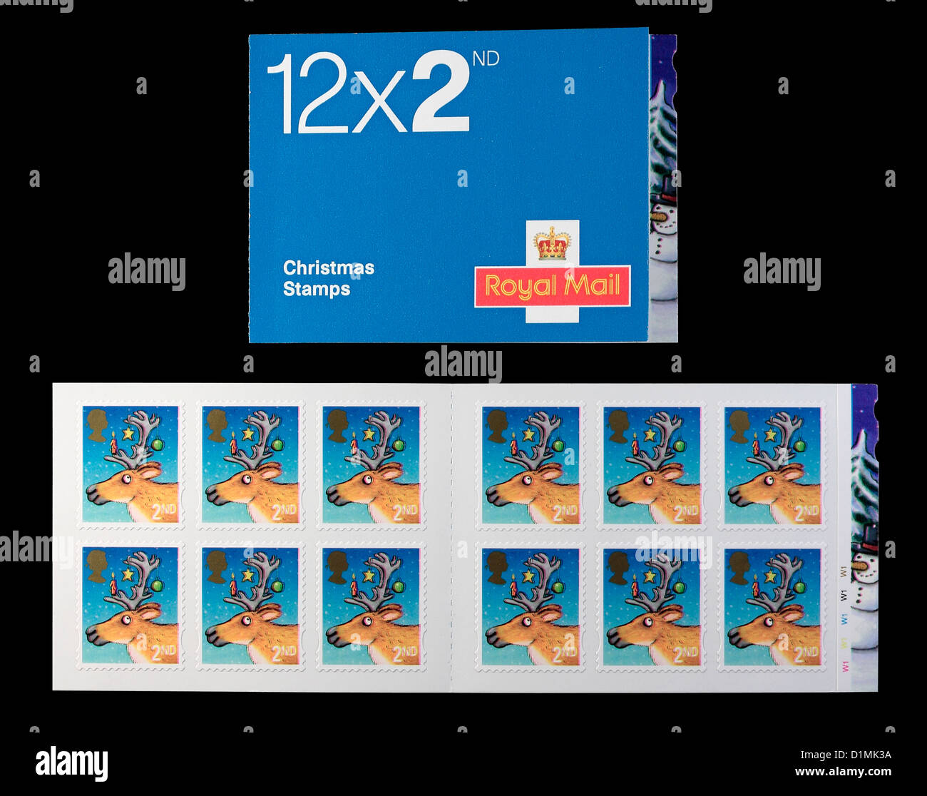 Buch der 2. Klasse Briefmarken Weihnachten 2012 mit einem Rentier Stockfoto