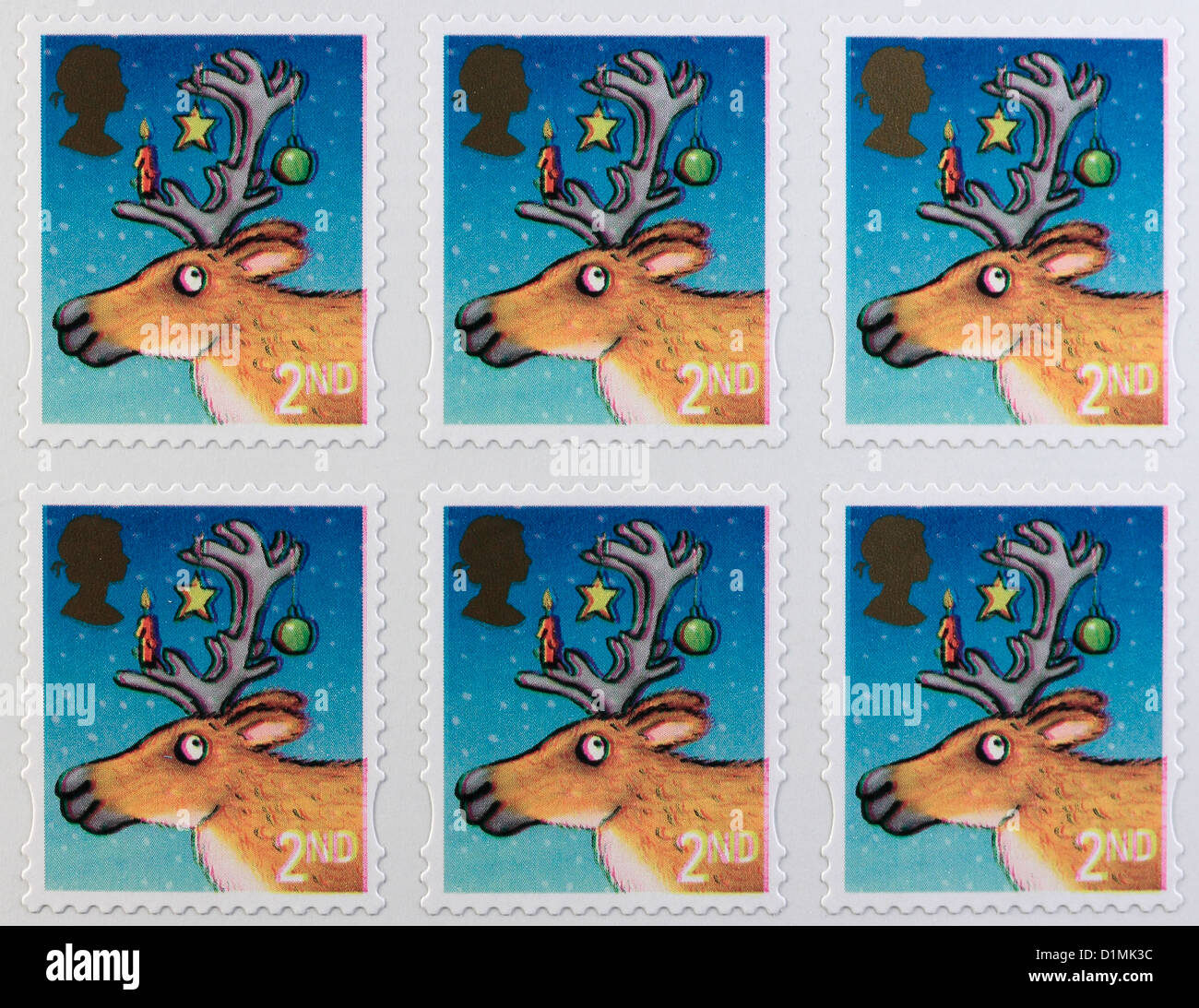 Buch der 2. Klasse Briefmarken Weihnachten 2012 mit einem Rentier Stockfoto