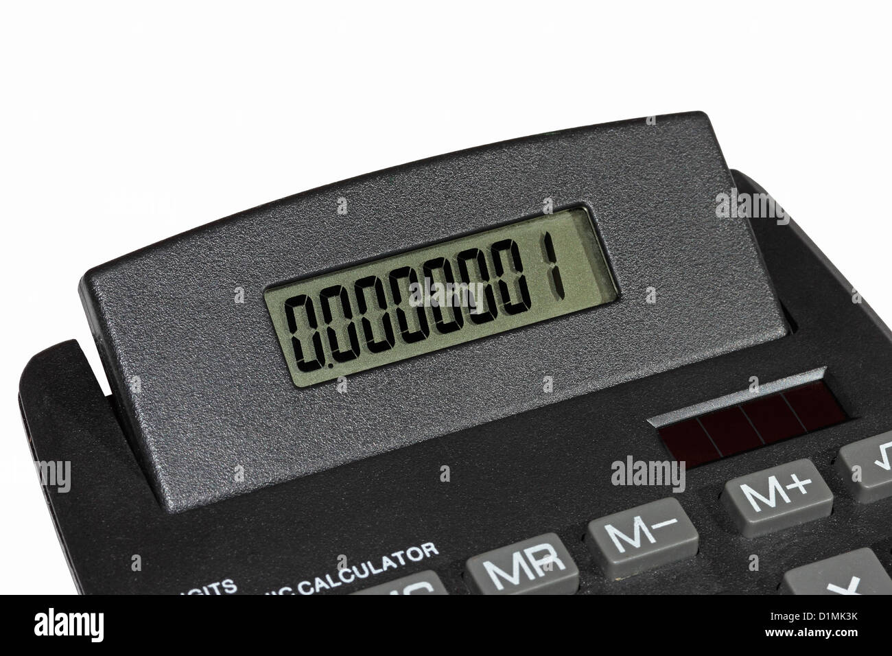 Taschenrechner-Display Anzeige 0.0000001 Stockfoto