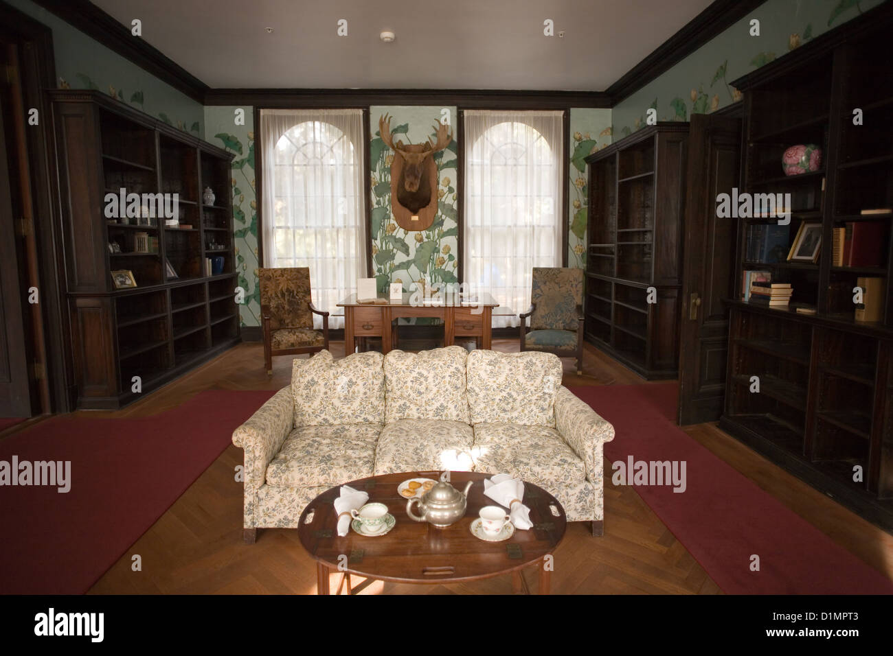 Bibliothek in Plum Obstgarten Herrenhaus auf Cumberland Island National Seashore Stockfoto