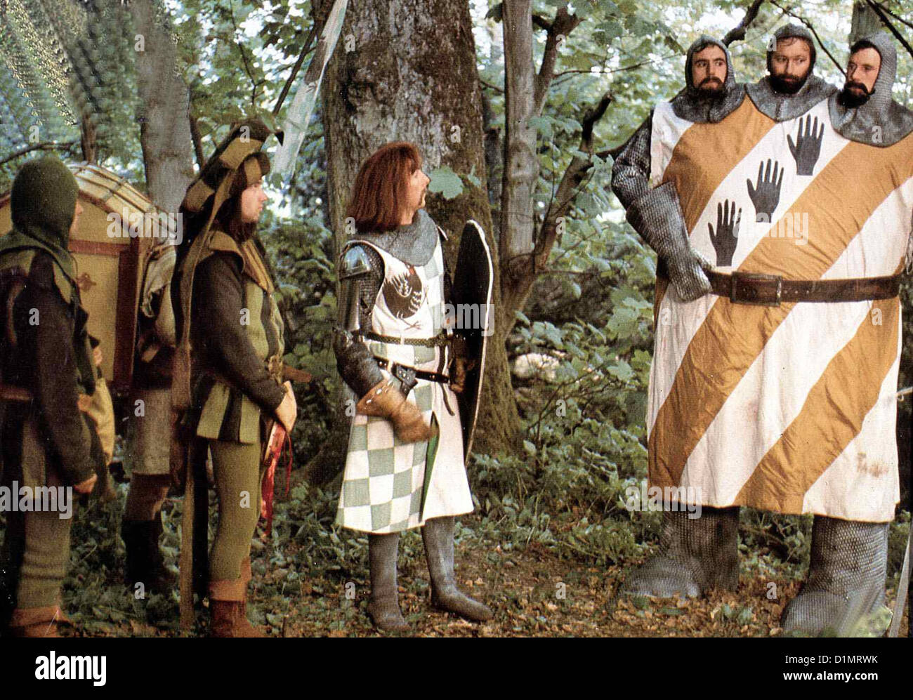 Ritter Der auch Monty Python Heilige Gral sterben?, Neil Innes, Eric Idle, Terry Jones, Graham Chapman, Michael Palin Sir Stockfoto