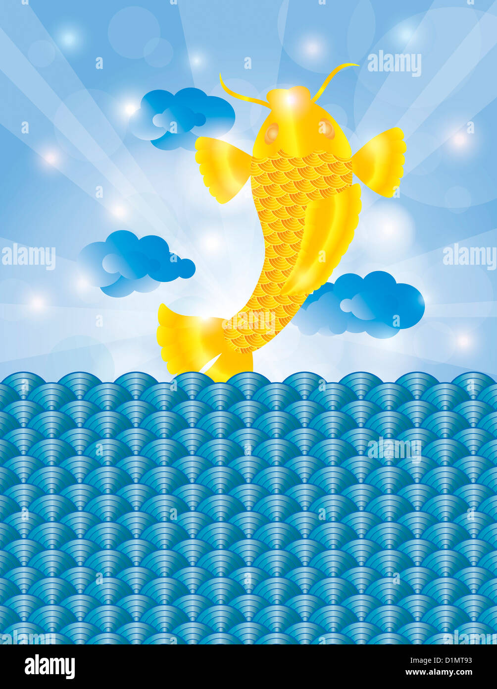 Japanese koi fish chinese carp card