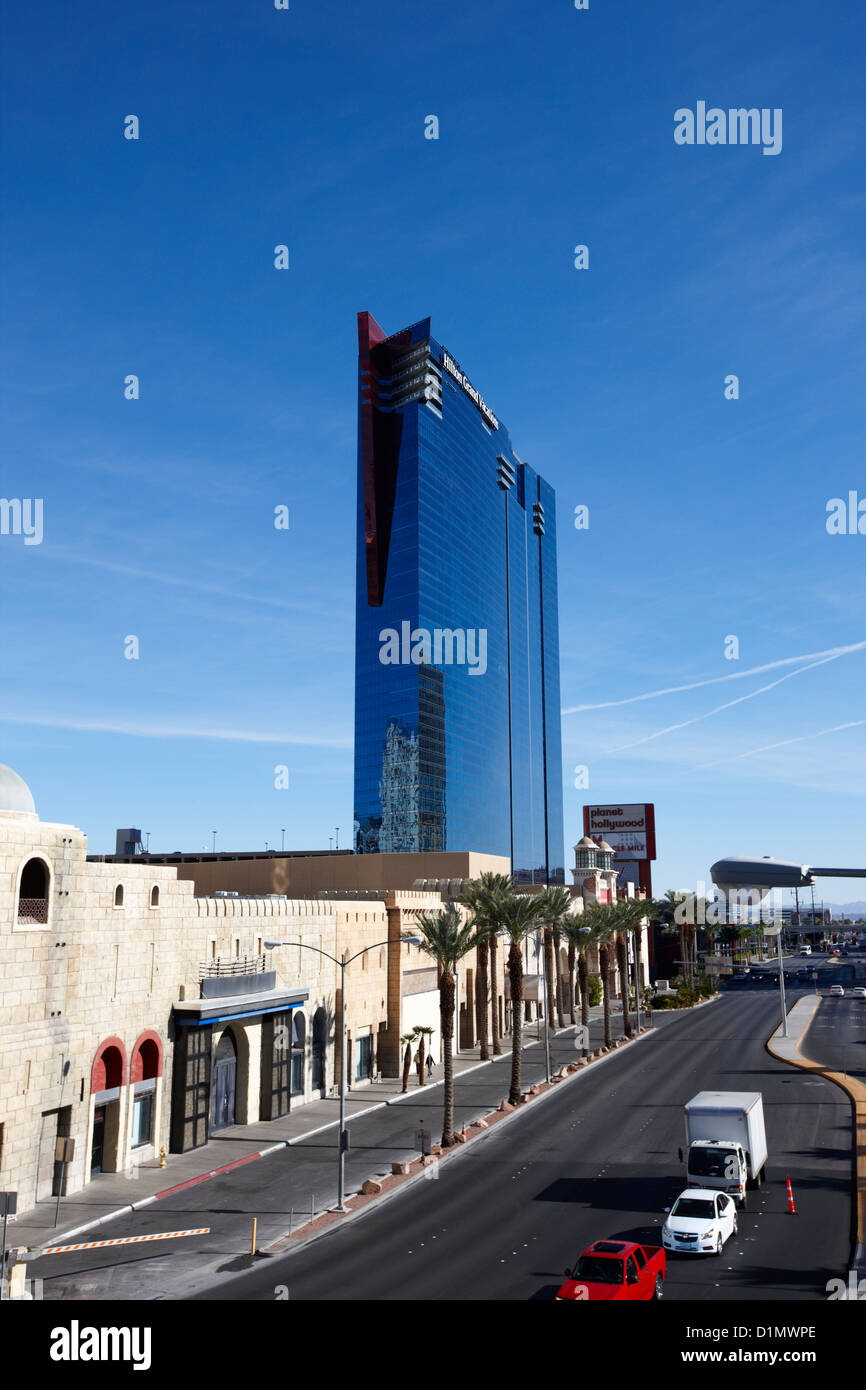 Planet Hollywood Towers Westgate gekennzeichnet Hilton grand Vacations Suites und East Harmon Avenue Las Vegas Nevada, USA Stockfoto