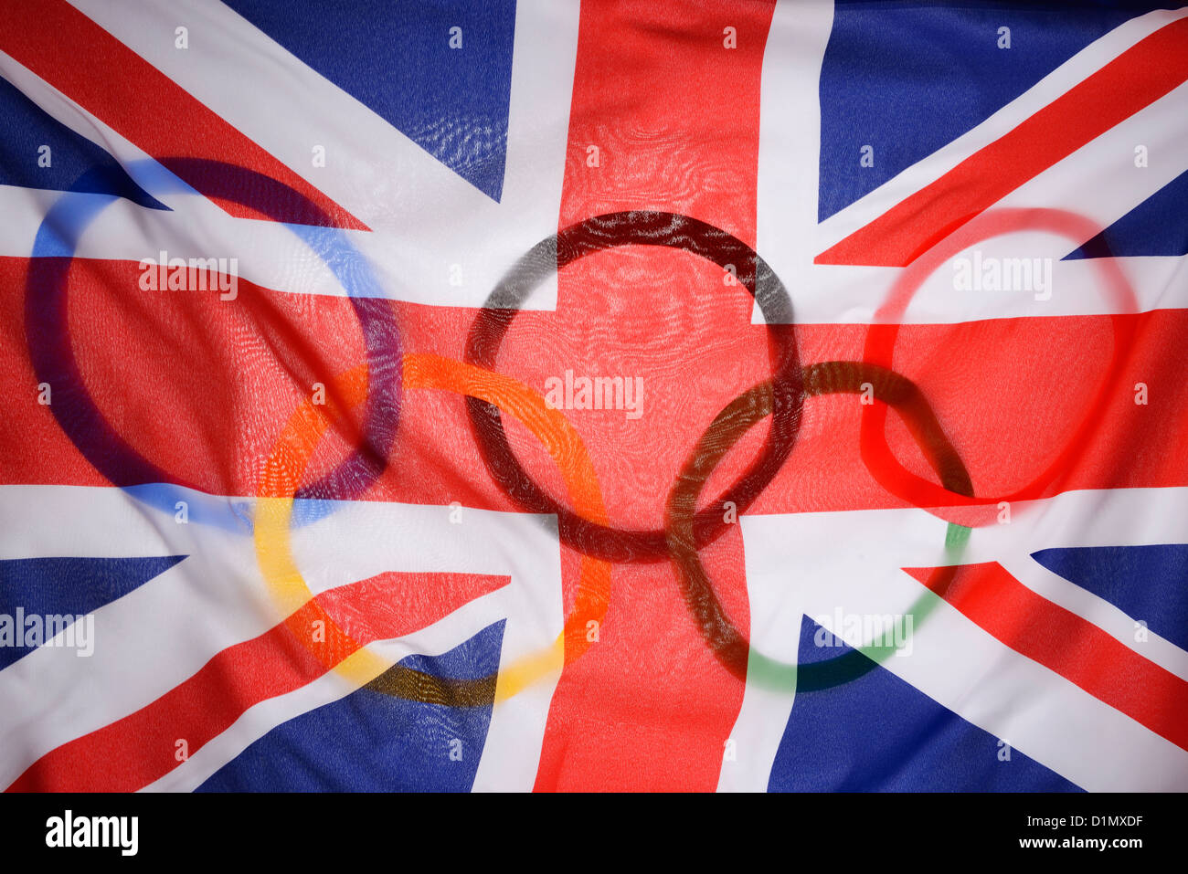 Team GB Union Jack Flagge und Olympische Flagge Stockfoto