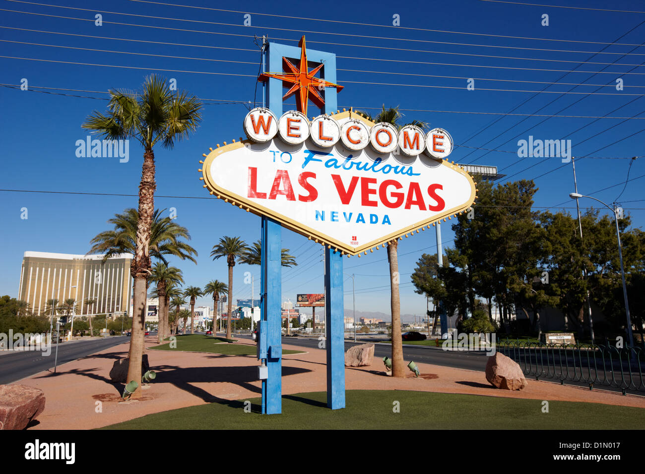 Herzlich Willkommen Sie auf fabelhafte Ortsschild von Las Vegas Nevada, USA Stockfoto
