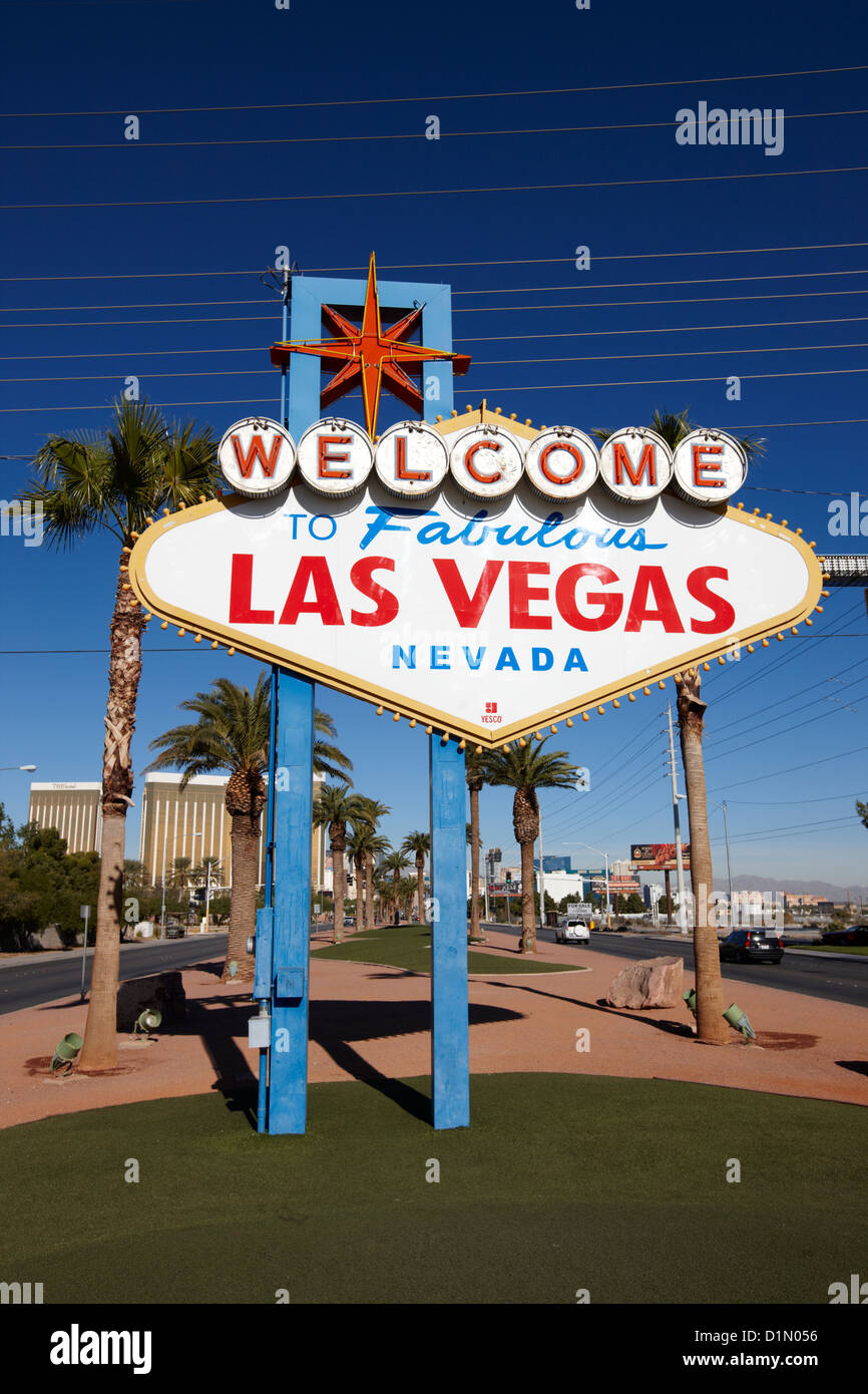 Herzlich Willkommen Sie auf fabelhafte Ortsschild von Las Vegas Nevada, USA Stockfoto