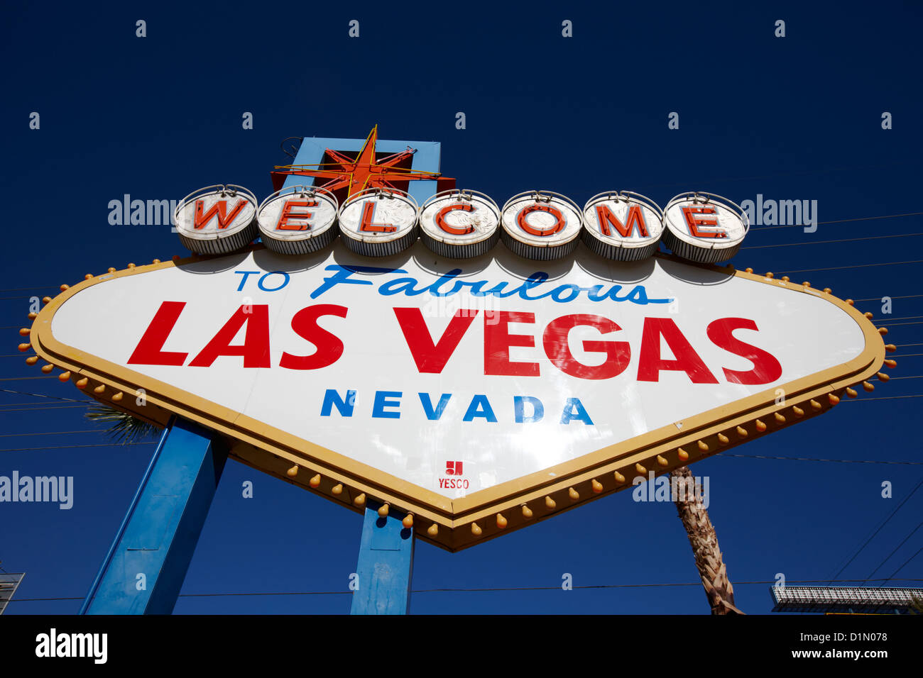 Herzlich Willkommen Sie auf fabelhafte Ortsschild von Las Vegas Nevada, USA Stockfoto