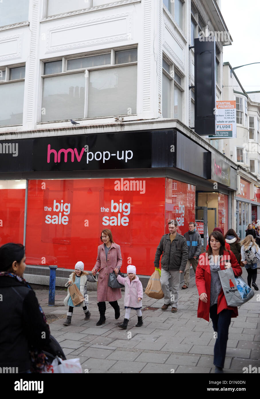 HMV Popup Shop in zentralen Brighton UK mit dem großen Verkauf kurz nach Weihnachten 2012 Stockfoto