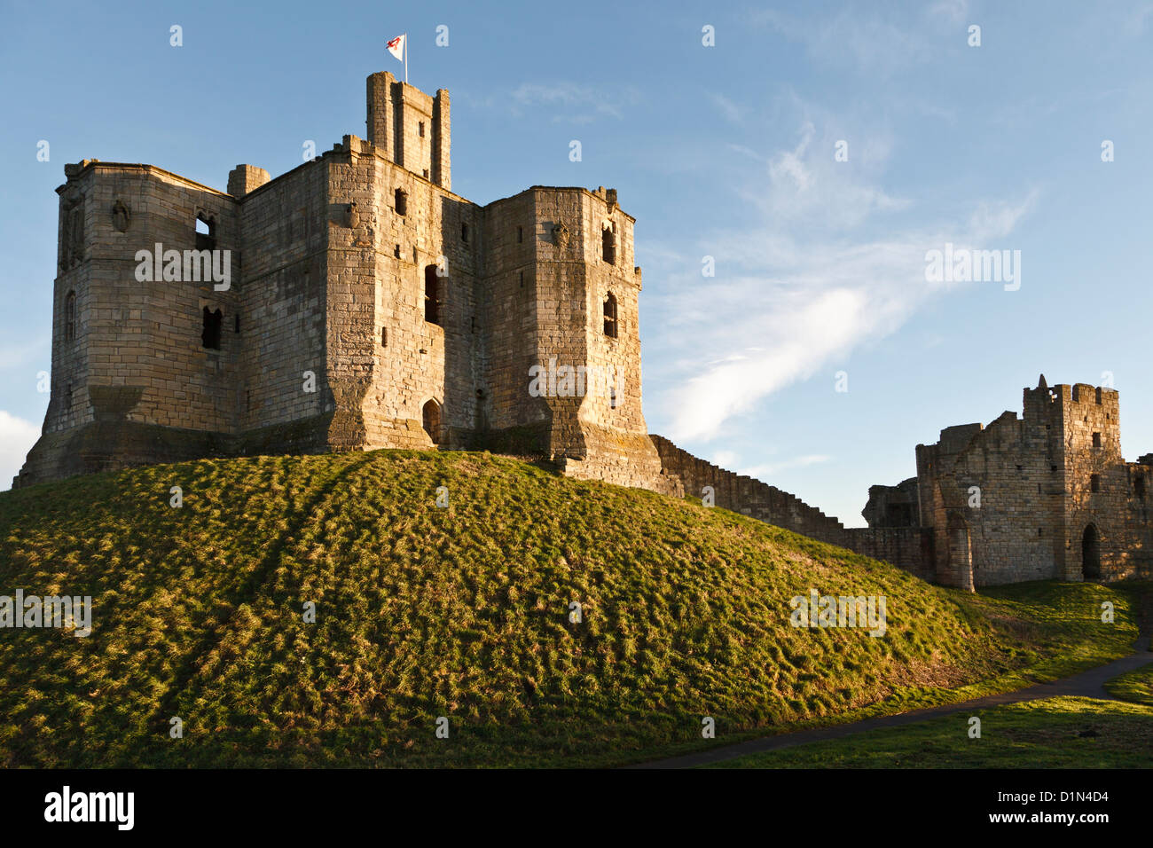 Warkworth Castle, Northumberland, England Stockfoto