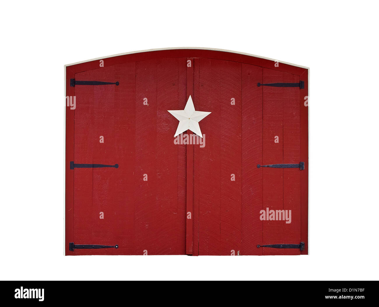 Roten Garagentore isoliert auf weiß Stockfoto