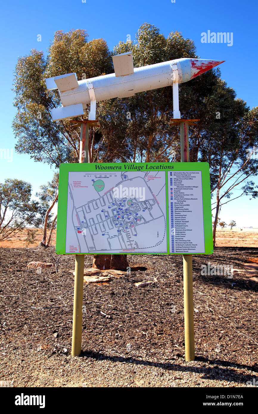 Woomera Ortsplan Stockfoto