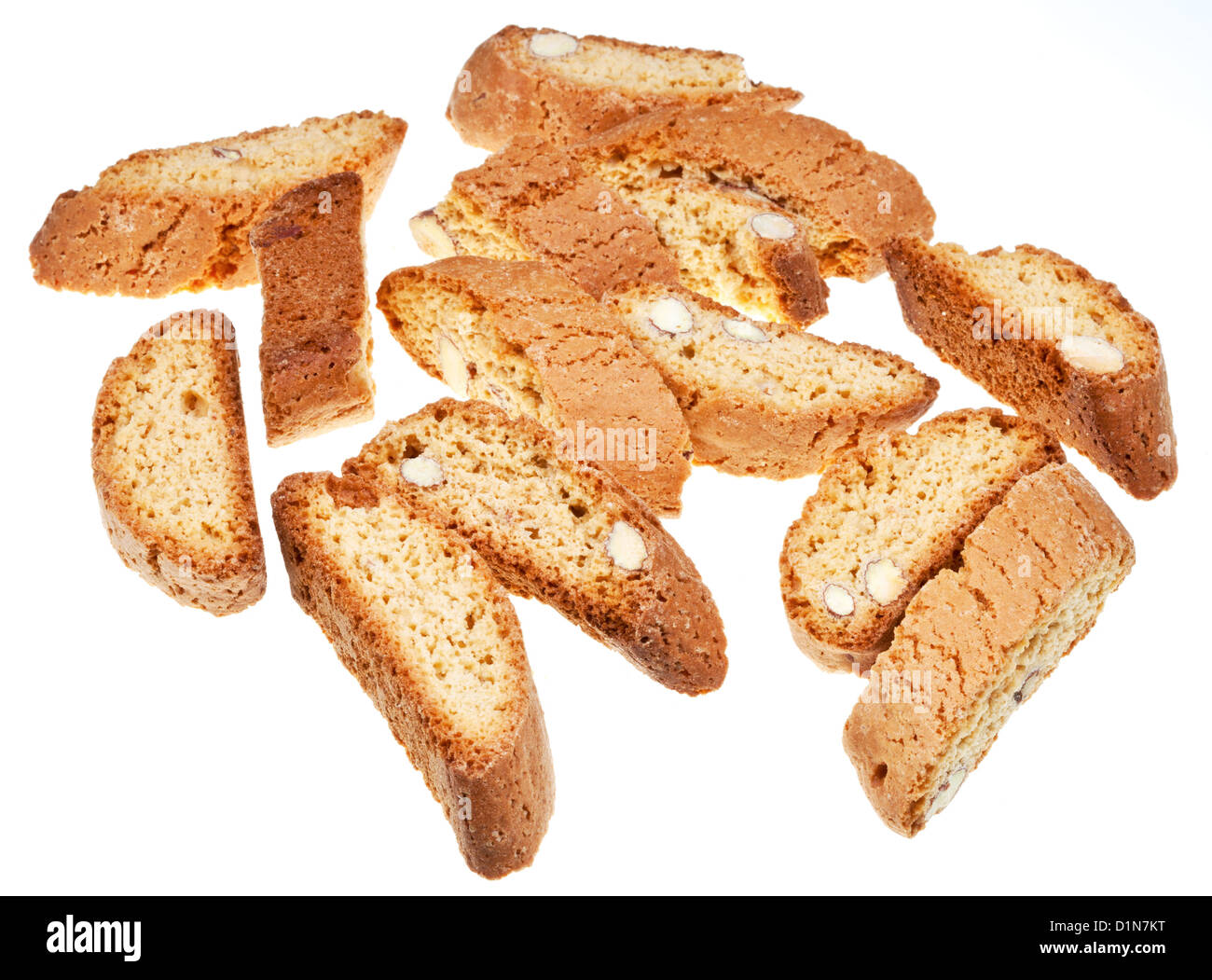 italienischer Mandel-Cantuccini isoliert auf weißem Hintergrund Stockfoto