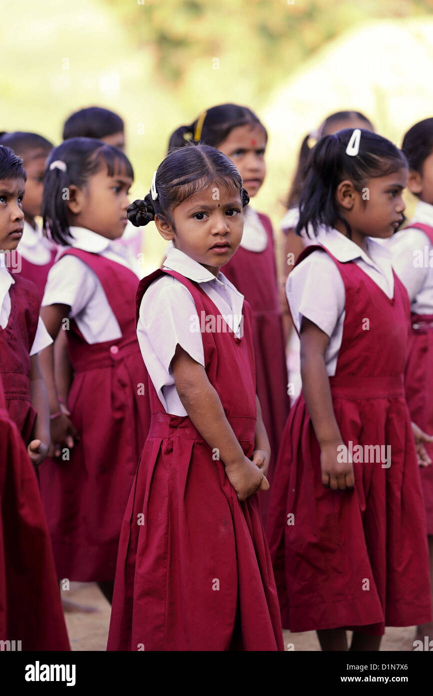 Indische Schulkinder Andhra Pradesh in Indien Stockfoto