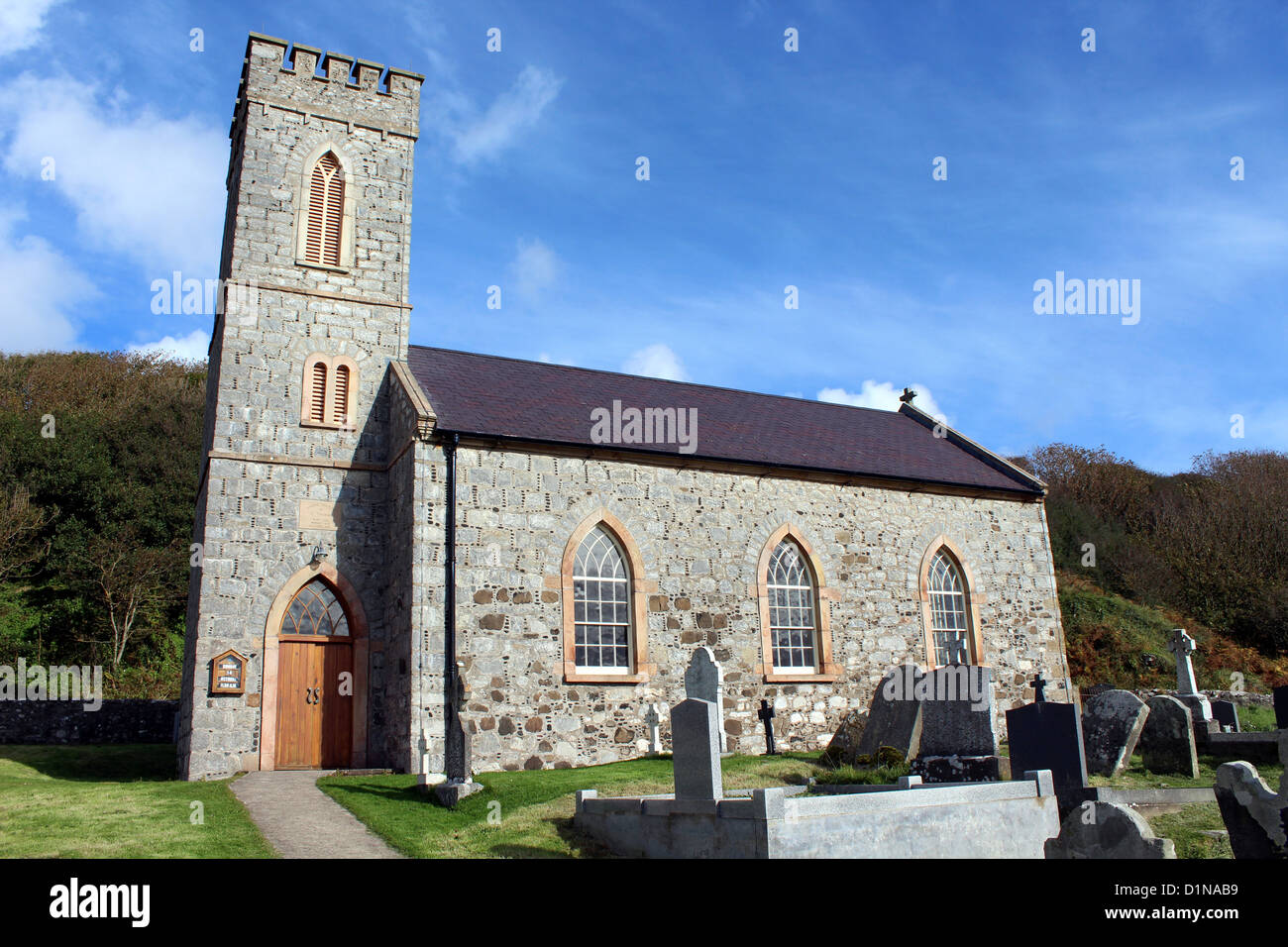 Rathlin Insel Kirche, St. Thomas Church of Ireland, County Antrim, Nordirland Stockfoto