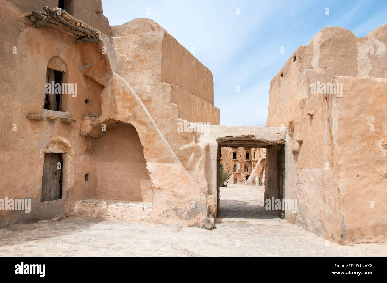 Südlich von Tunesien, Tataouine, Ksar Ouled Soltane alten Berber befestigte Getreidespeicher Stockfoto