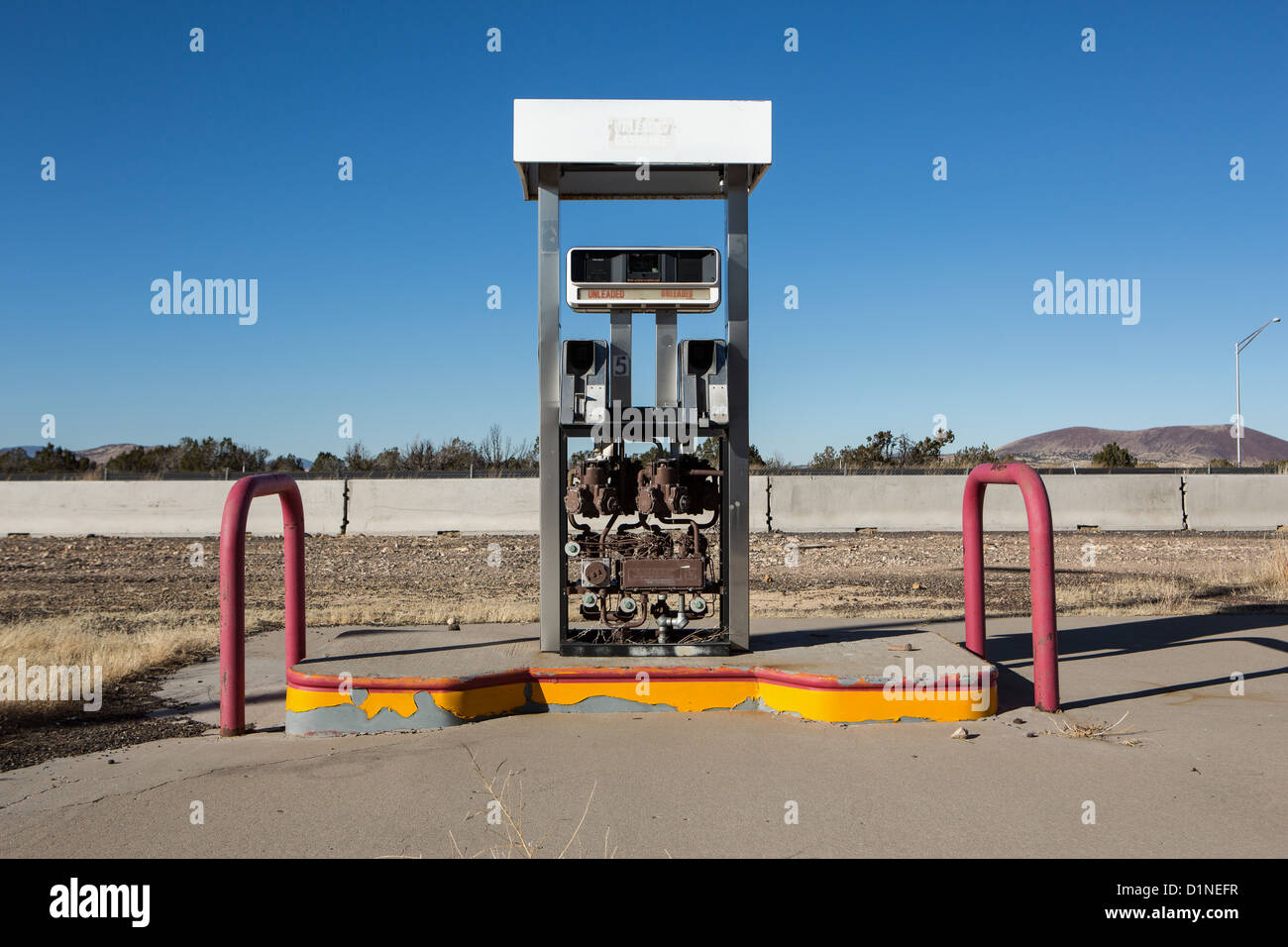 Eine verlassene Tankstelle in Twin Arrows, Arizona. Stockfoto
