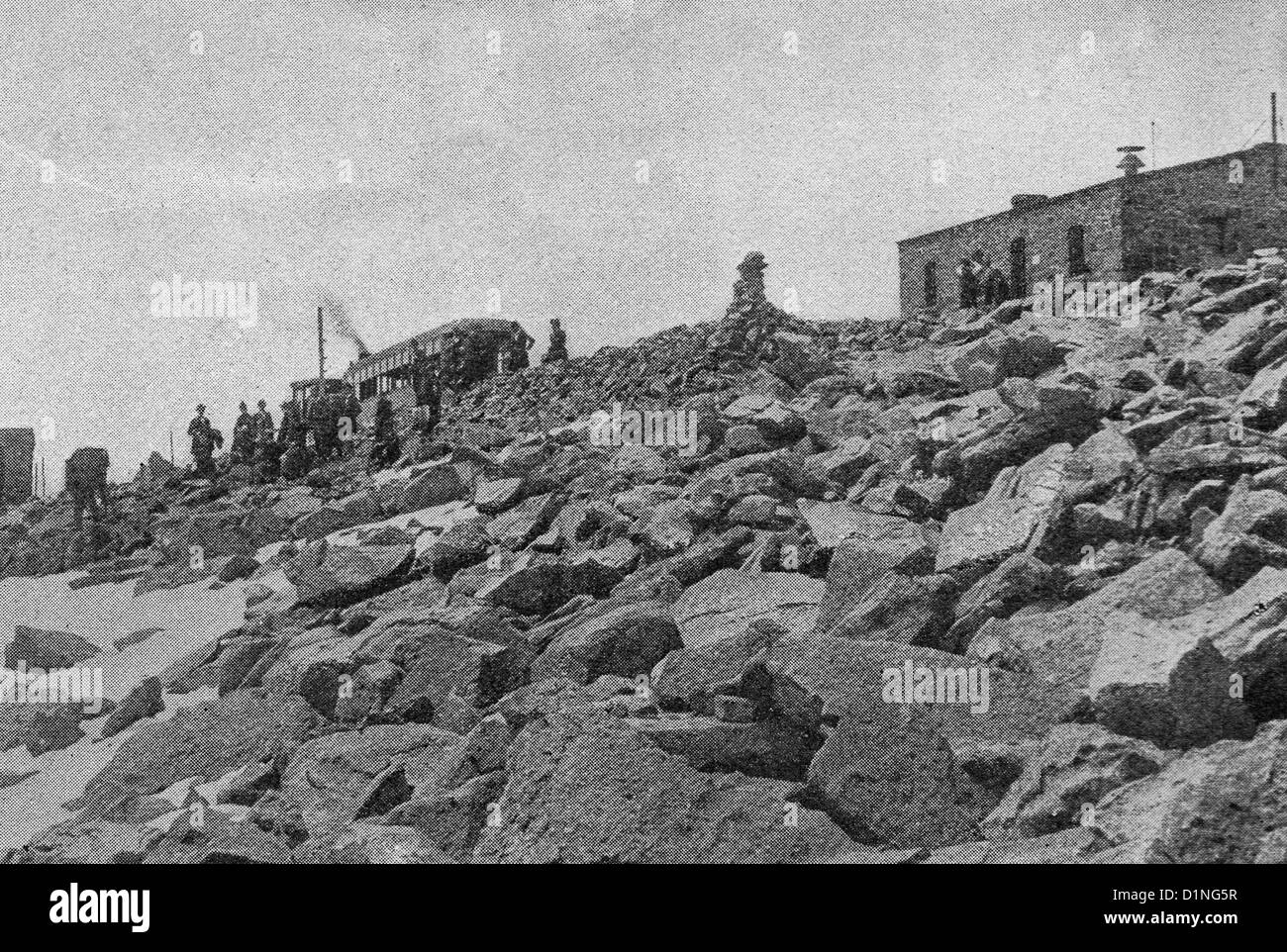 Signal-Service-Station - Gipfel des Berges - Bergbau in den westlichen USA, ca. 1895 Stockfoto