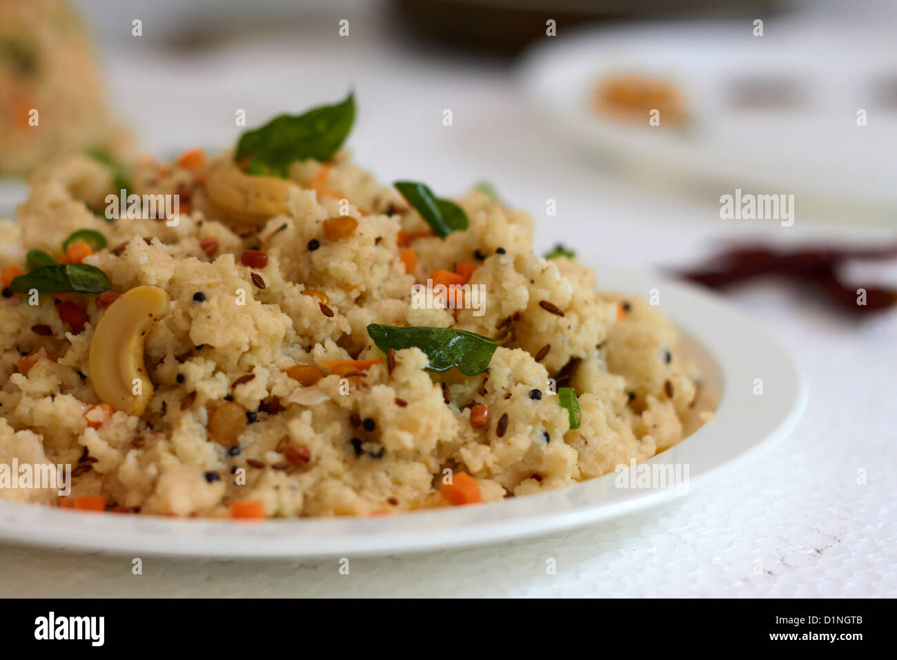 Upma ist ein berühmter südindische Gericht. Stockfoto