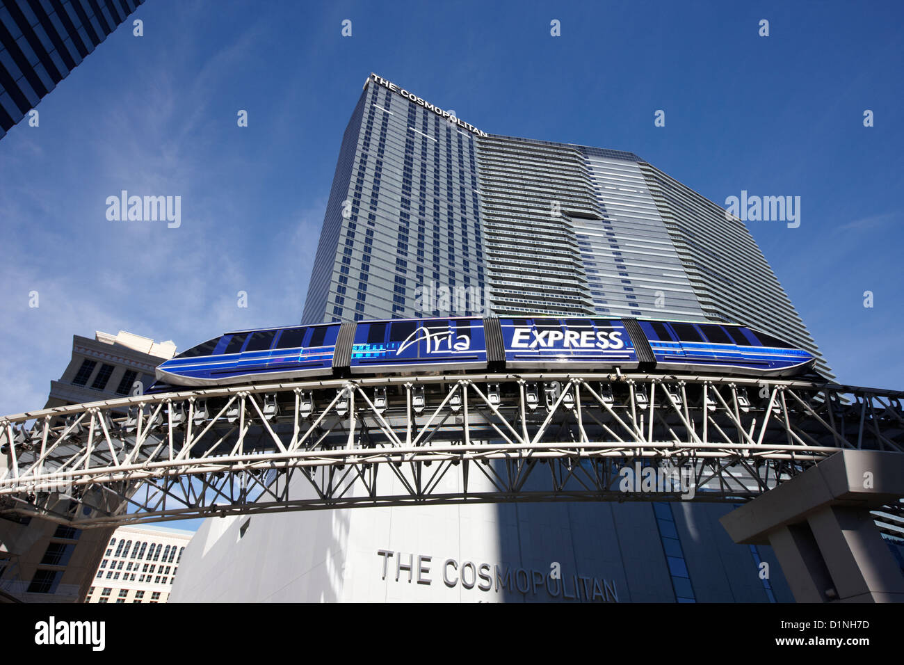 die Arie Einschienenbahn Expresstransporte außerhalb das kosmopolitische Hotel and Casino Las Vegas Nevada, USA Stockfoto