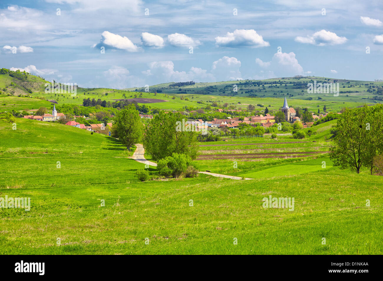Landschaft in der siebenbürgischen Landschaft in das Dorf steigt, Rumänien. Stockfoto