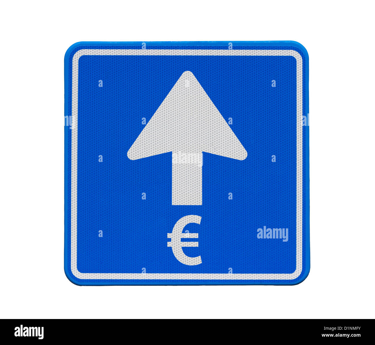 Europäische Straßenschild: Euro geht nur in eine Richtung: bis Stockfoto