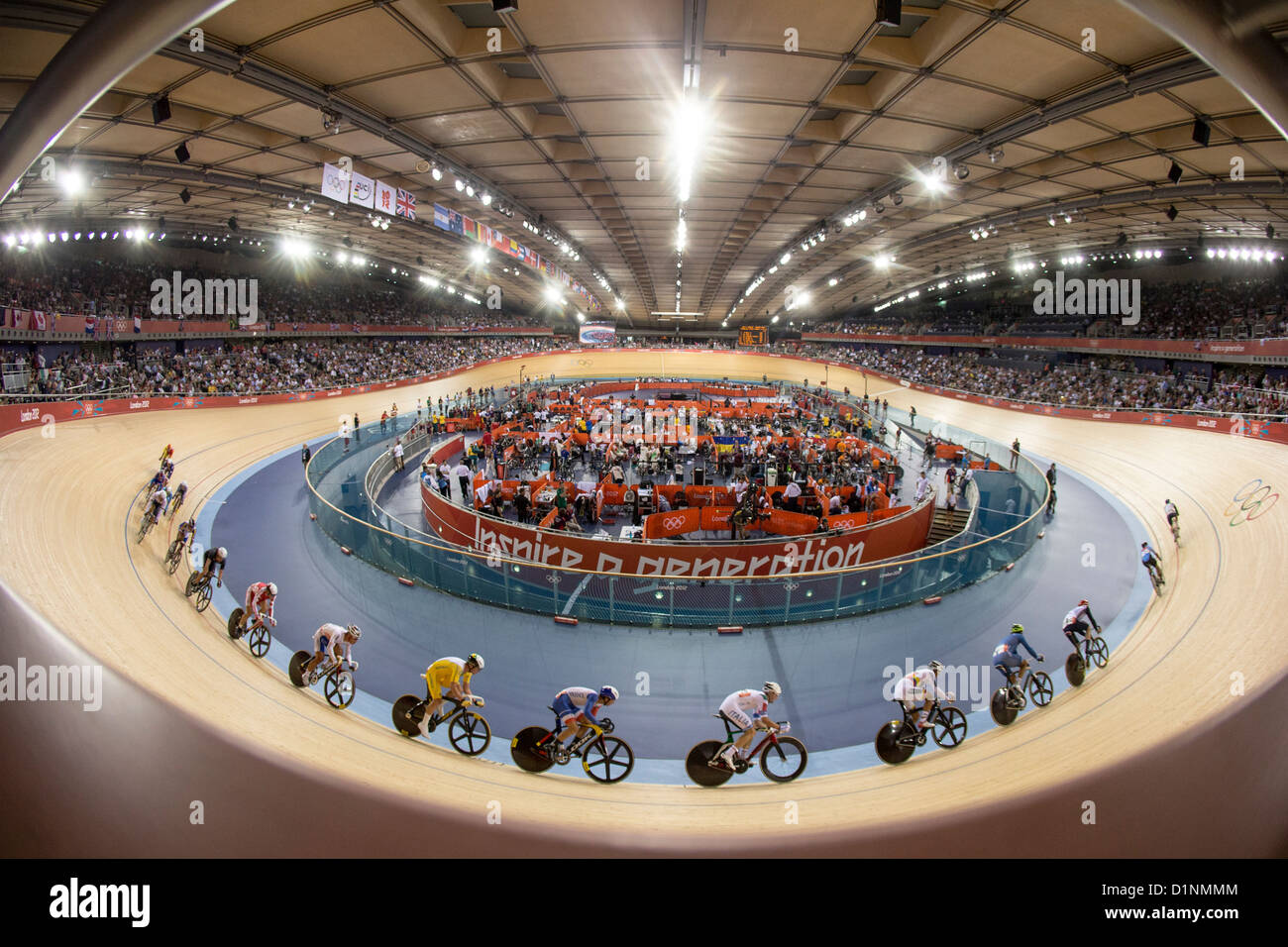 Wettbewerb in der Herren Omnium Punkte Rennen bei den Olympischen Sommerspielen 2012 in London Stockfoto
