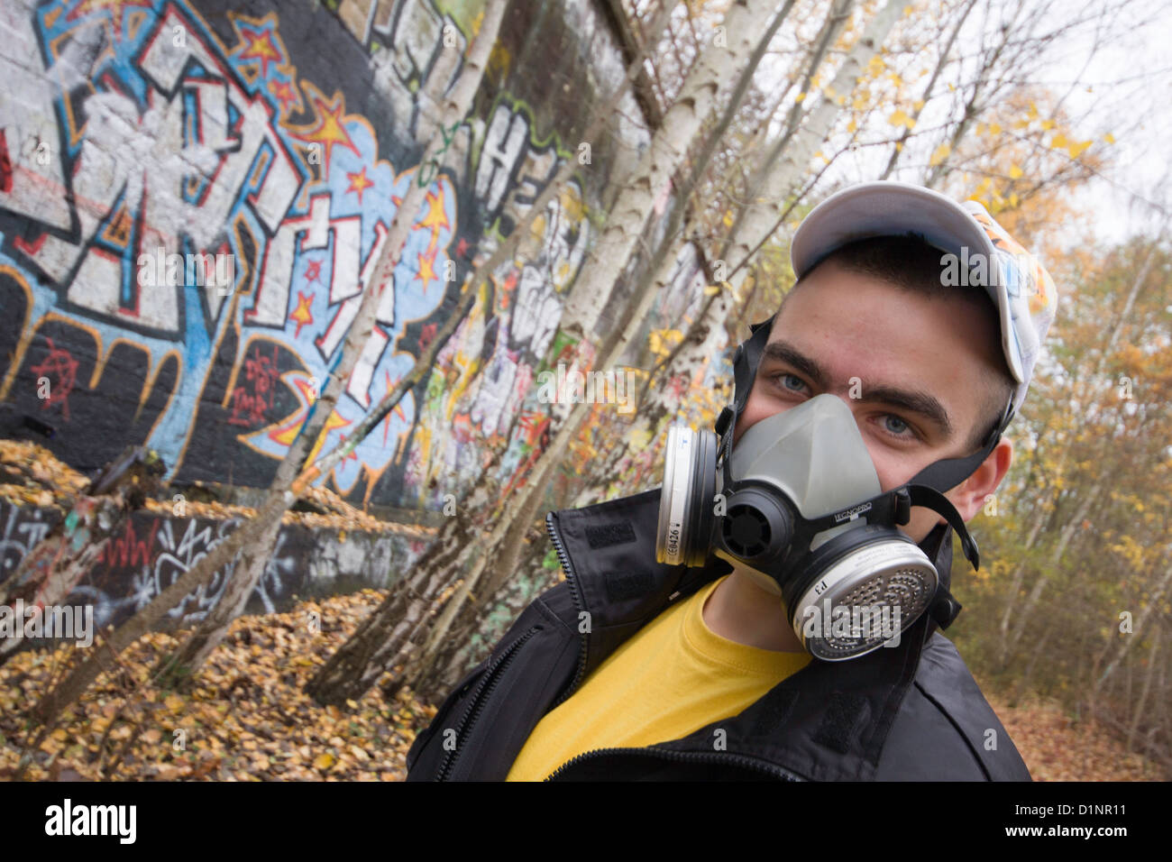 Graffiti an der Wand in einem Park in Berlin Stockfoto