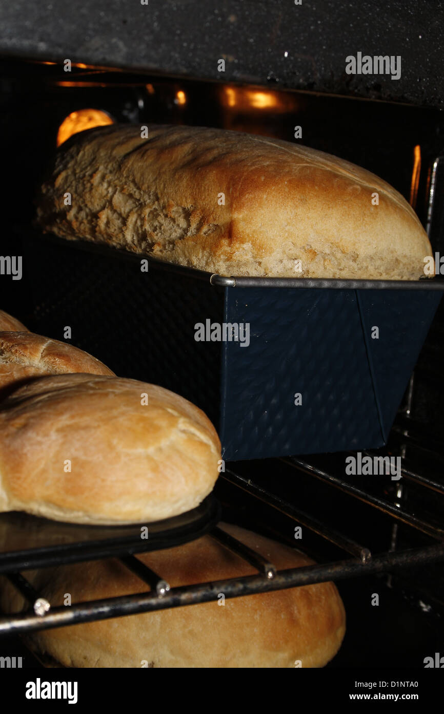 Brot Kochen in assistierten Heißluftofen Stockfoto