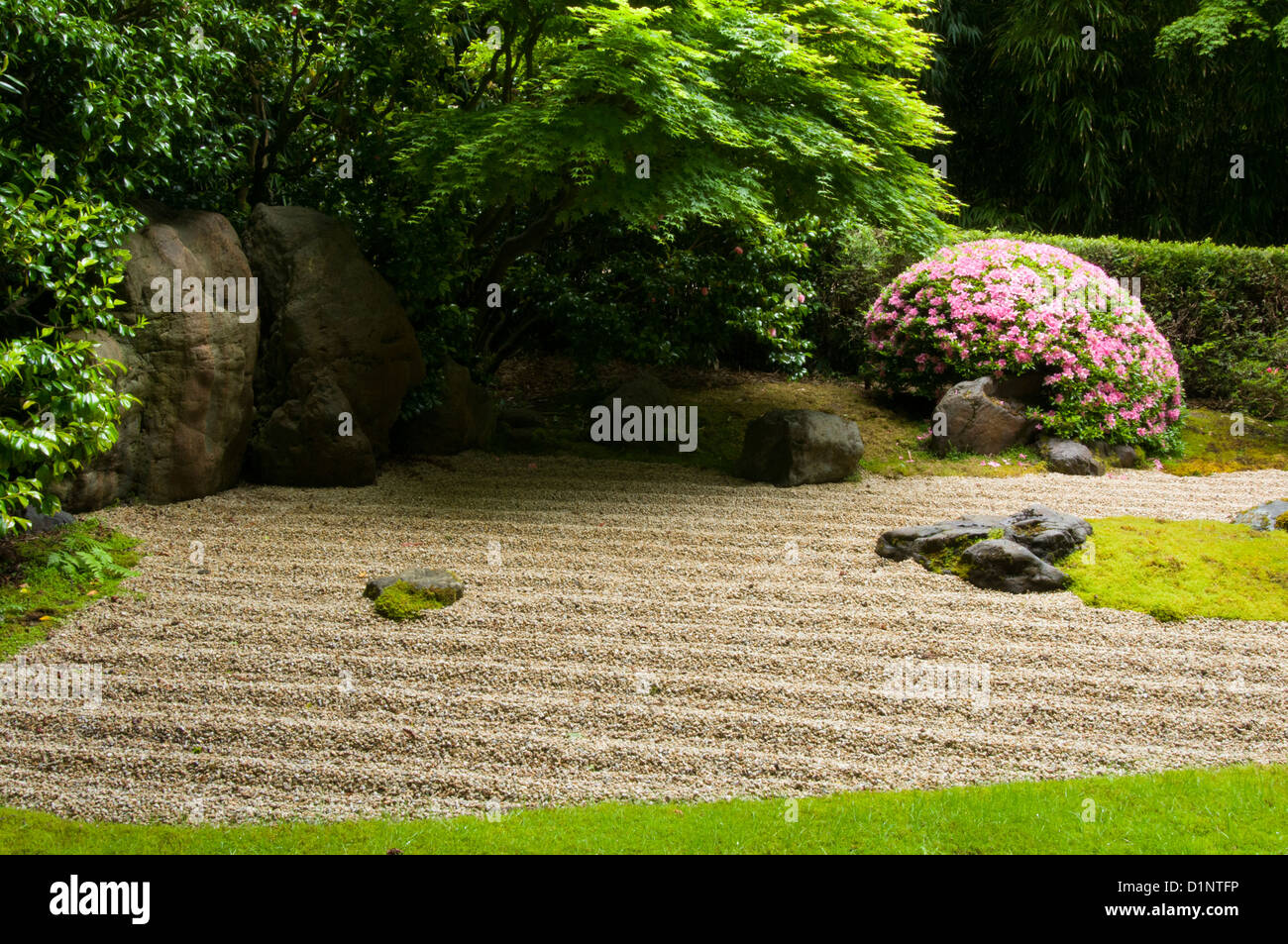 Zen-Garten in der Japanese Tea Garden, Golden Gate Park, San Francisco, Kalifornien Stockfoto