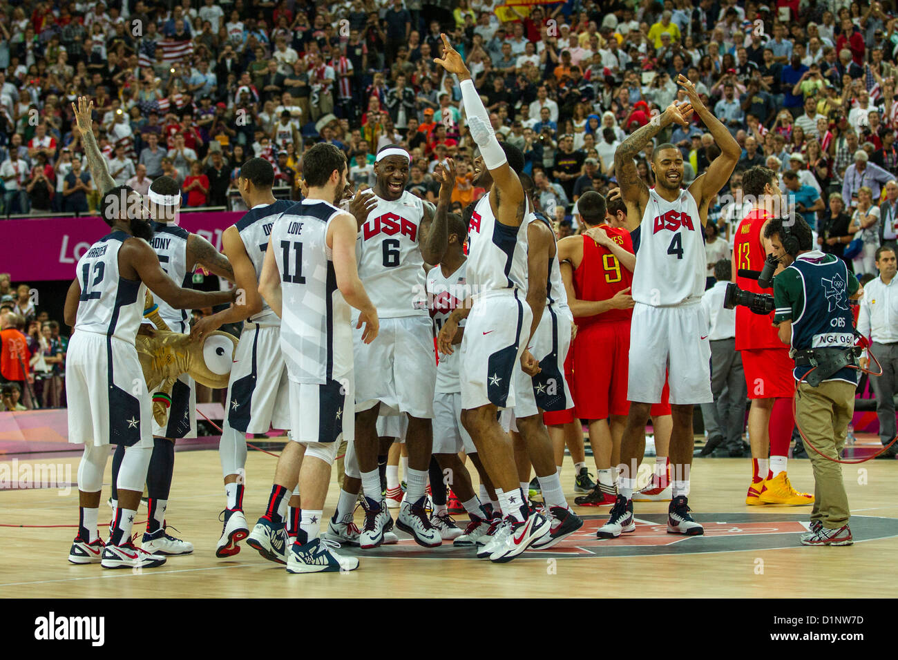 USA besiegt Spanien in der Gold-Medaille Herren-Basketball-Spiel bei den Olympischen Sommerspielen 2012 in London Stockfoto