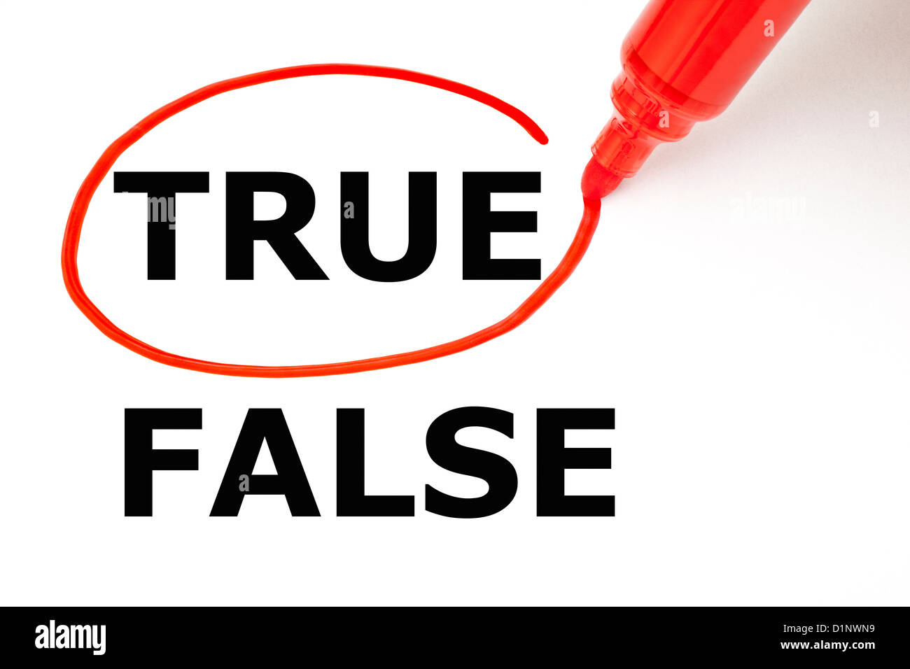 Wählen True anstelle von False. Wahr mit roten Markierung ausgewählt. Stockfoto