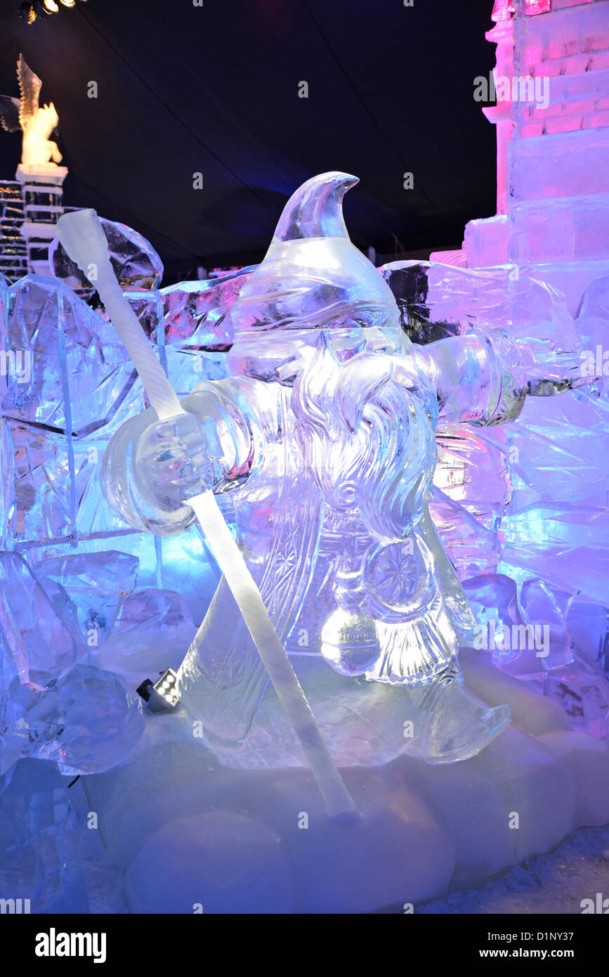 Magischer Schnee Eis & Eis Skulpturen Festival, Brügge, Provinz West-Flandern, flämische Region, Belgien Stockfoto