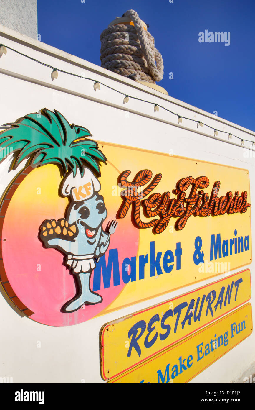 Florida Keys, US Highway Route 1 One, Overseas Highway, Vaca Key, Marathon, Keys Fisheries Market & Marina, Restaurant Restaurants Essen Essen Essen Cafe Cafes, si Stockfoto