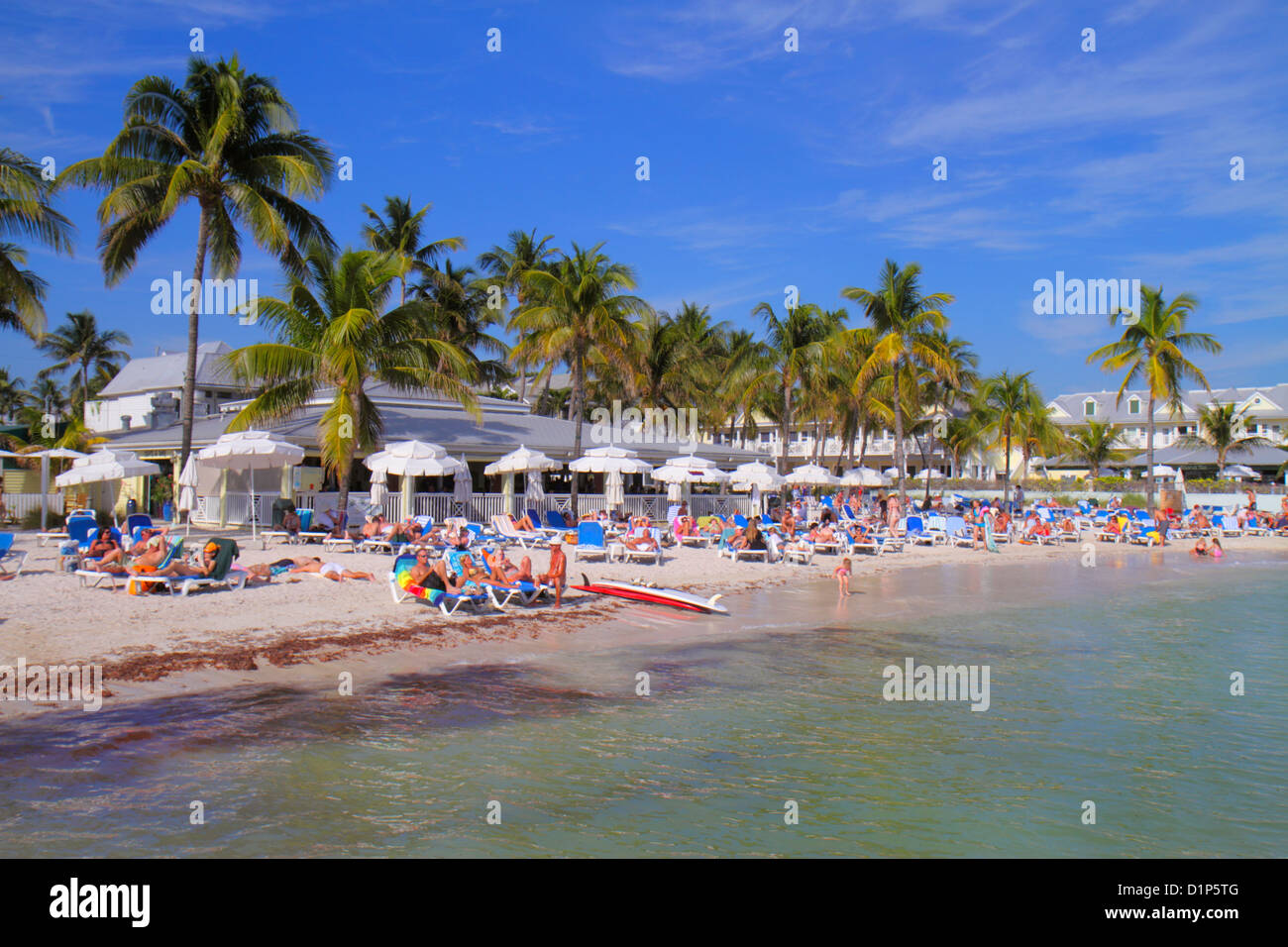 Florida Key West Florida, Keys Duval Street, South Beach, öffentlich, südlichste, Sonnenanbeter, Palmen, Atlantischer Ozean Wasser Besucher reisen Reise Tour t Stockfoto