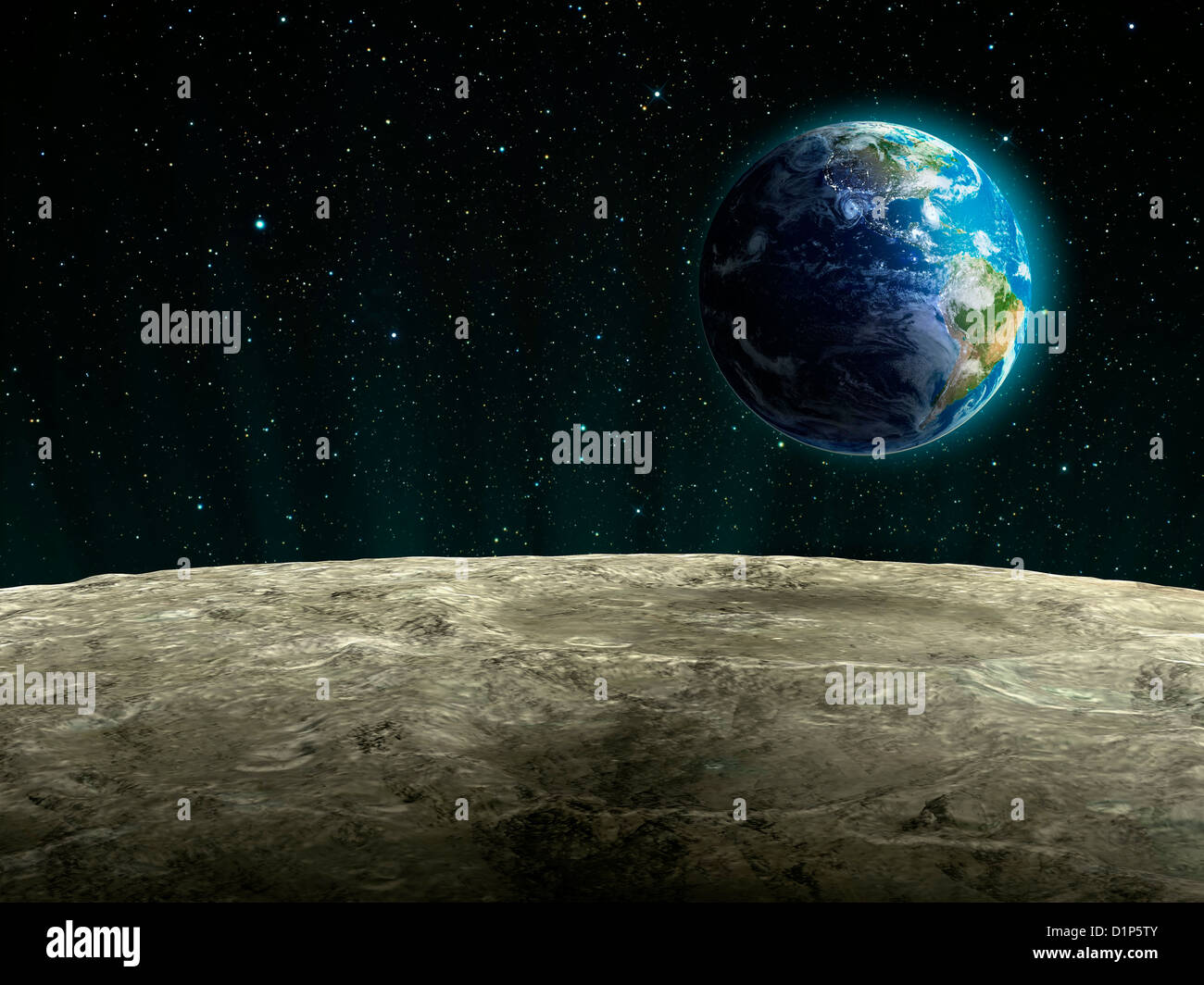 Erdaufgang vom Mond, Kunstwerk Stockfoto