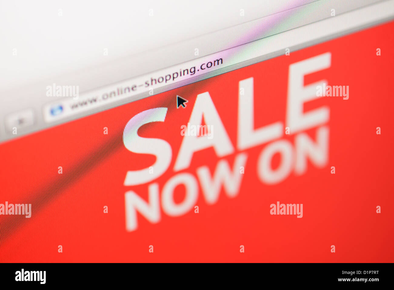 Online-shopping Verkauf jetzt am Computer-Bildschirm Stockfoto