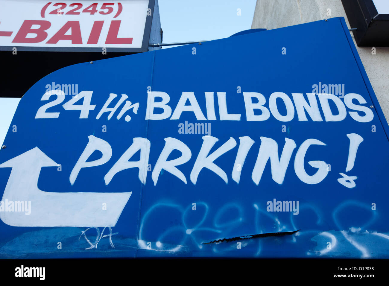 24hr Bail bonds Parkplatz Schild Las Vegas Nevada, USA Stockfoto