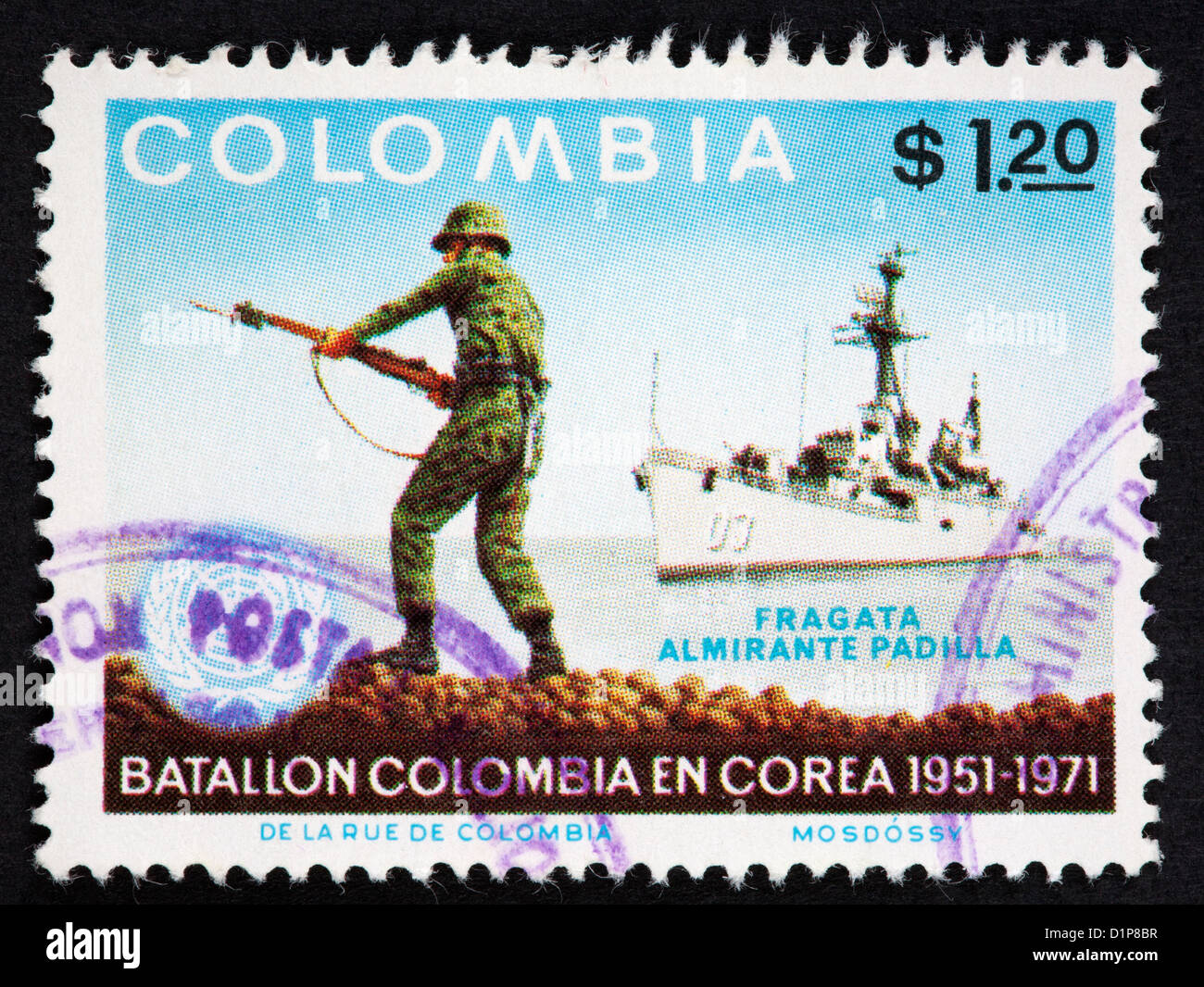 Kolumbianische Briefmarke Stockfoto