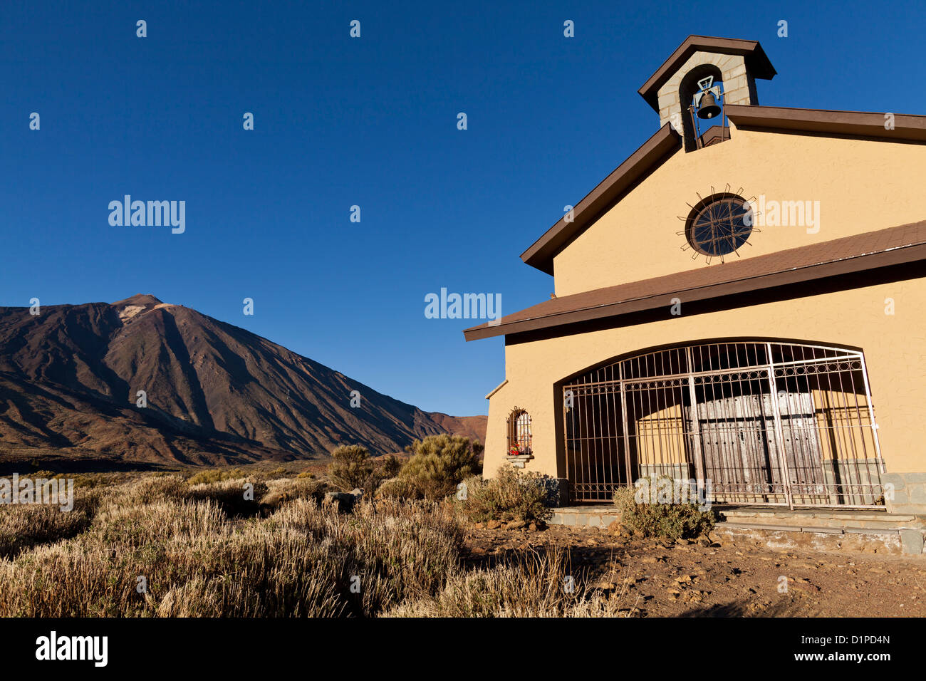 Nuestra Señora de Las Nieves Kirche in der Nähe der Parador in Nationalpark Las Canadas del Teide, Teneriffa, Kanarische Inseln, Stockfoto