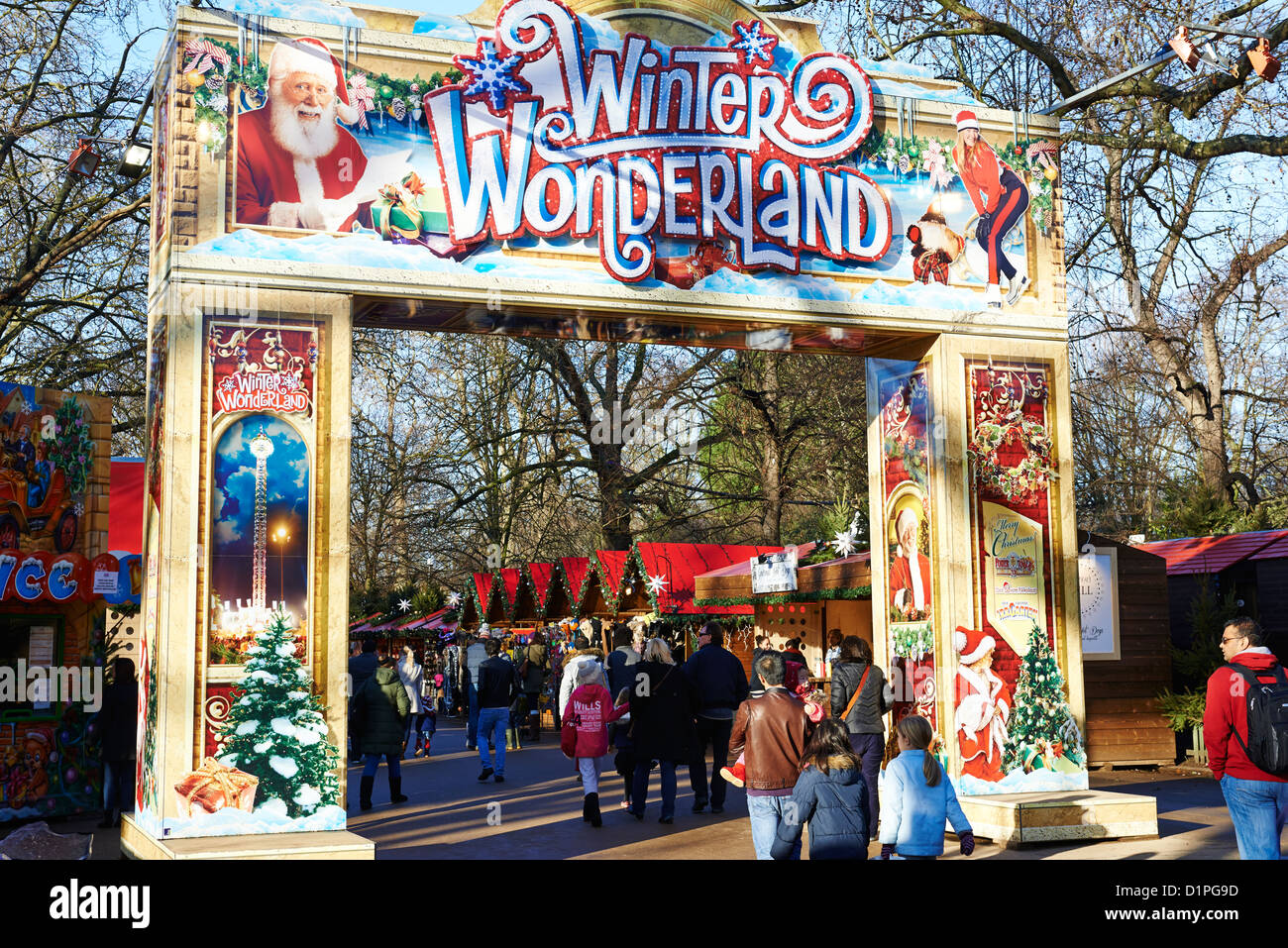 Eingang zum Winter Wonderland Hyde Park London UK Stockfoto