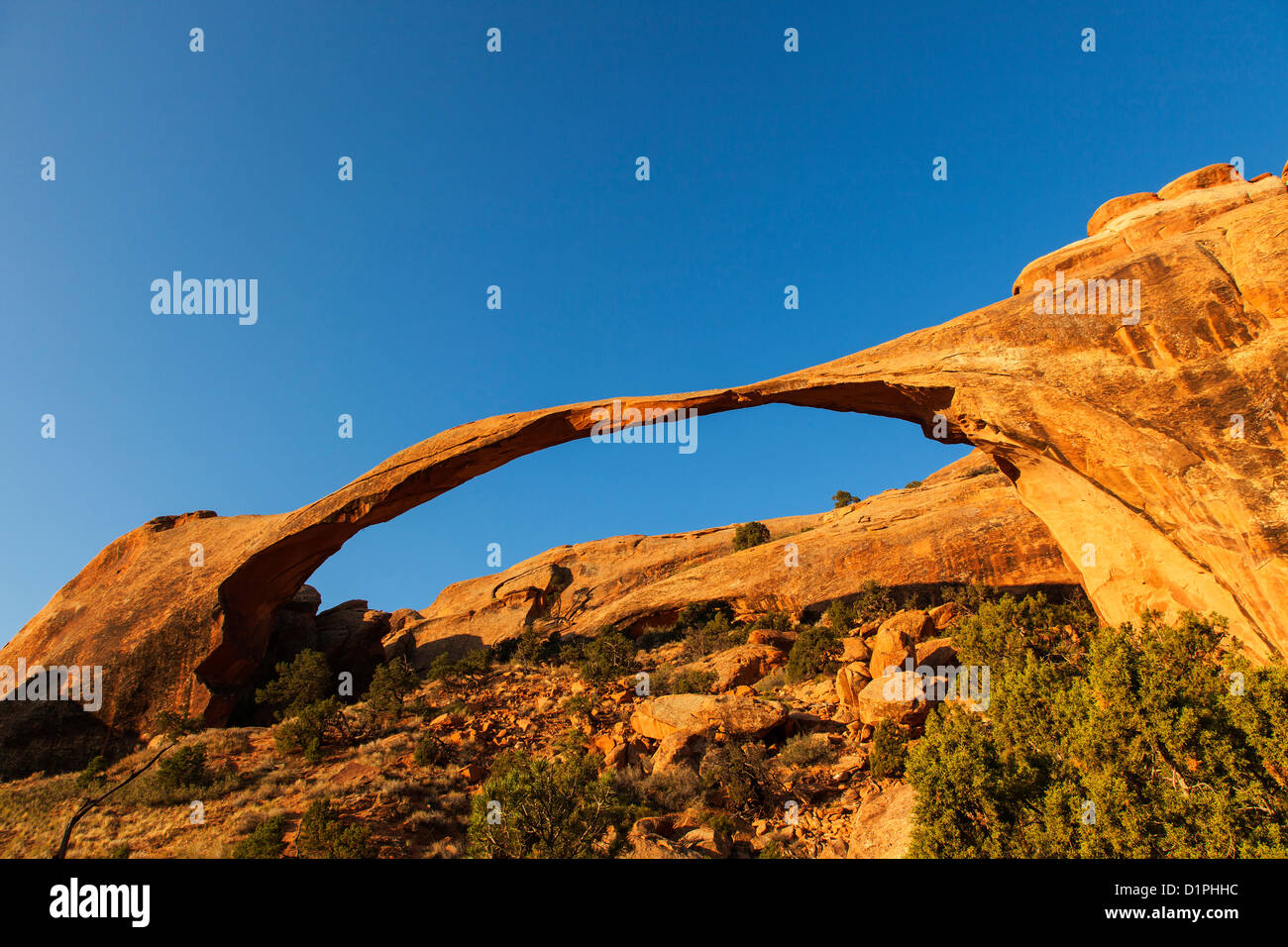 Landscape Arch, Arches NP, Utah, USA Stockfoto