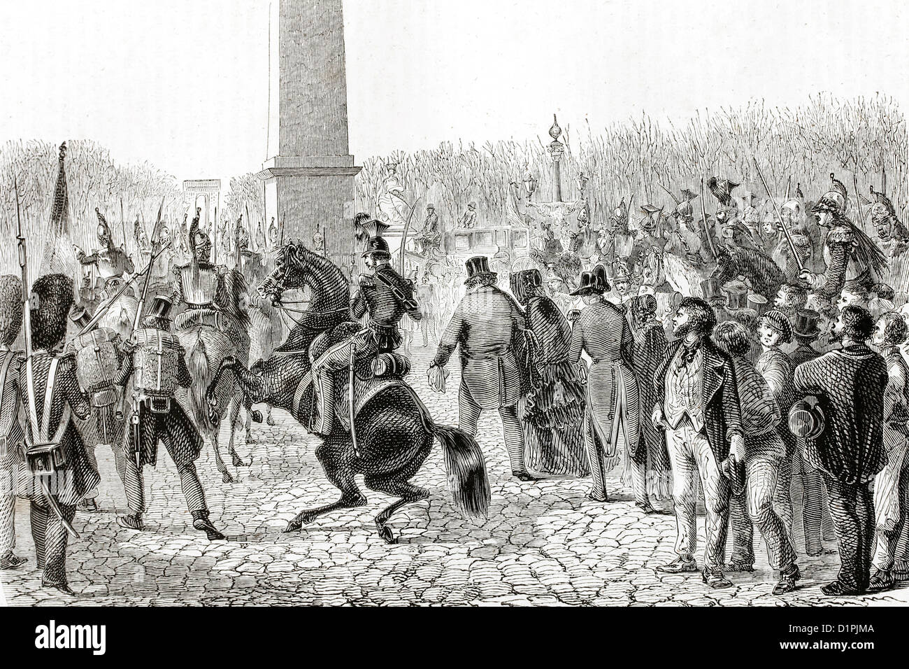 Französische Revolution. 1848 Louis Philippe entkommt aus Paris. Antike Darstellung, 1855. Stockfoto