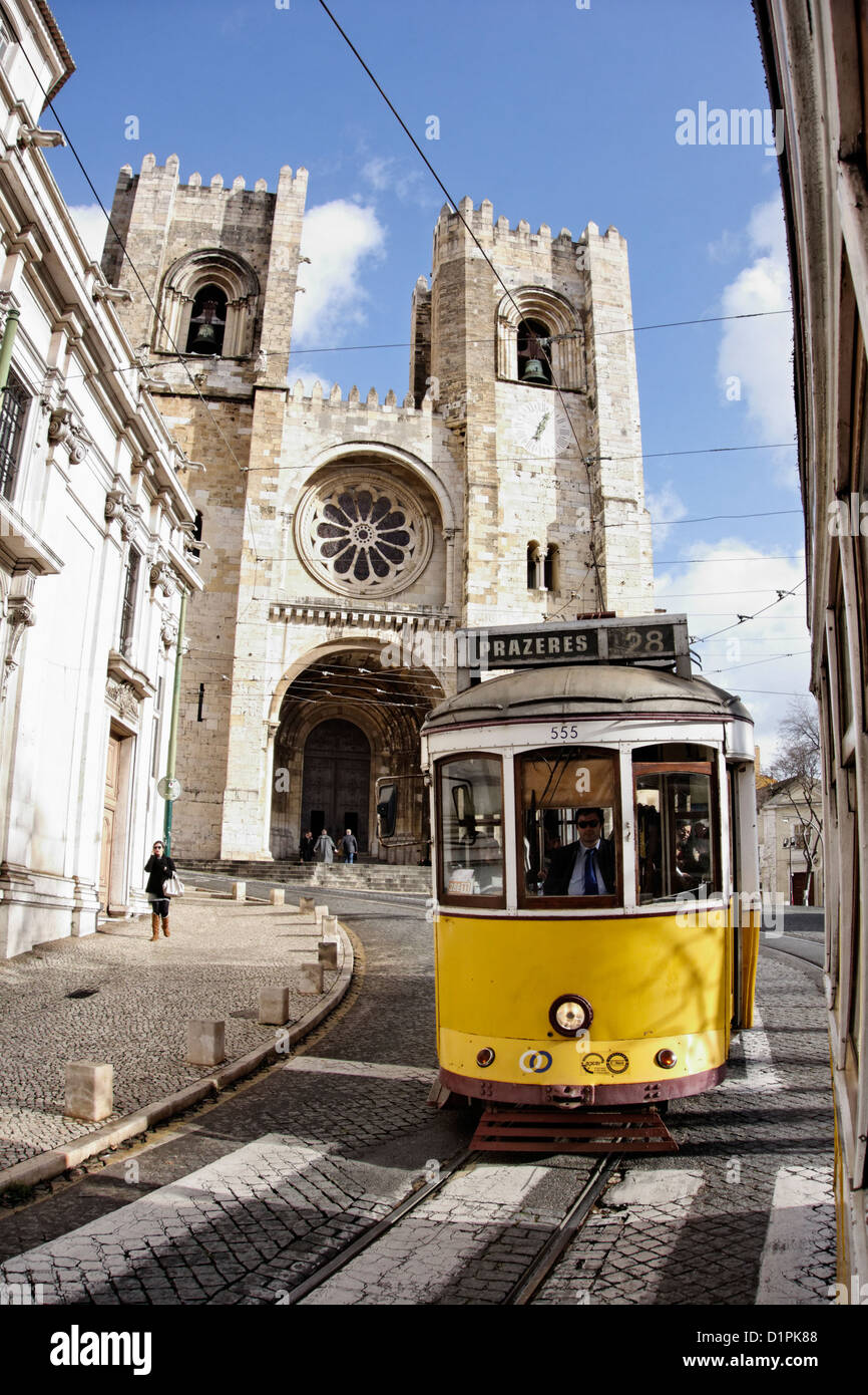 Lissabon Portugal Alfama Seo Tram Route 28 Electrico Transport Stockfoto