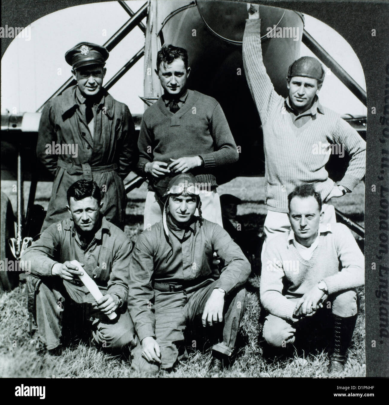 6 amerikanische Flieger, die rund um die Welt Erstflug, 6. April - 24. September 1924, Seattle, Washington, USA teilgenommen, Stockfoto