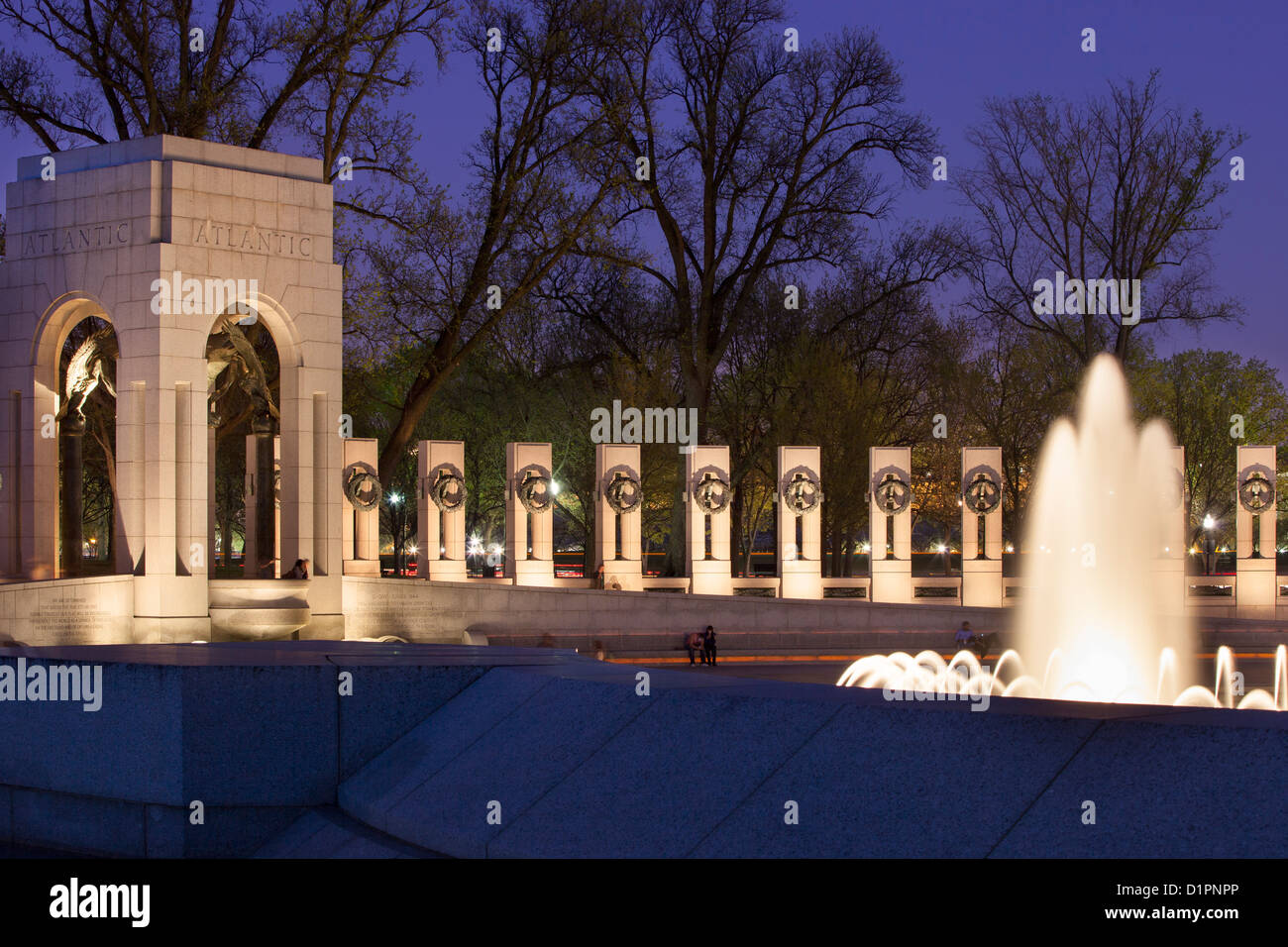 Atlantikseite der beidseitige Weltkrieg Memorial, Washington DC, USA Stockfoto